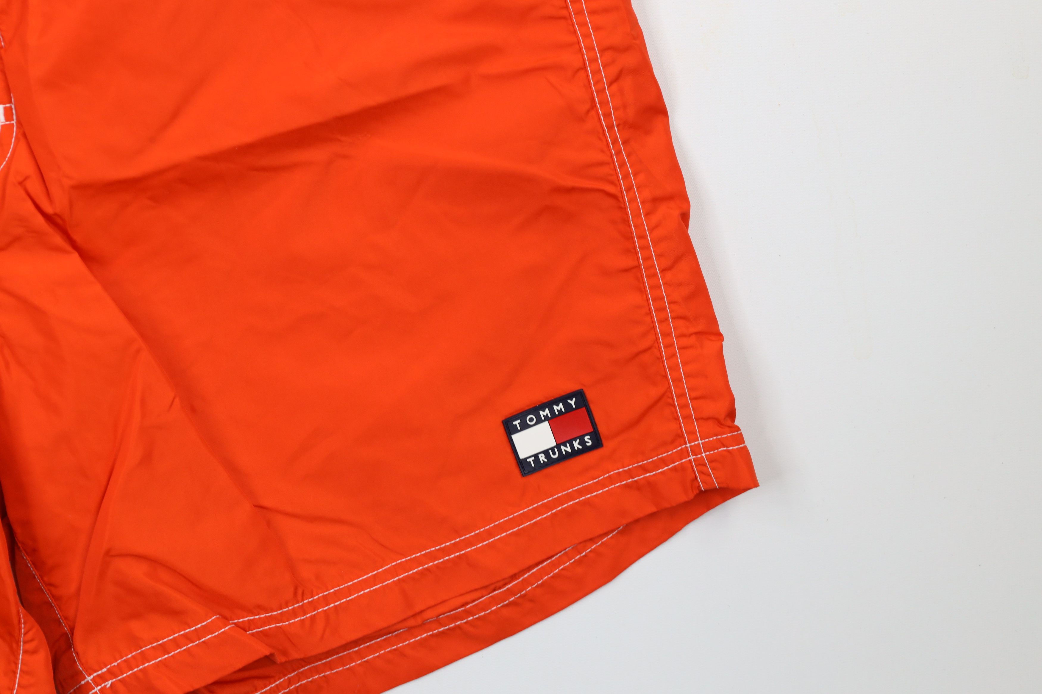 Tommy Hilfiger × Vintage Vintage 90s Tommy Hilfiger Block Lined Shorts Trunks Orange Size US 36 / EU 52 - 5 Thumbnail