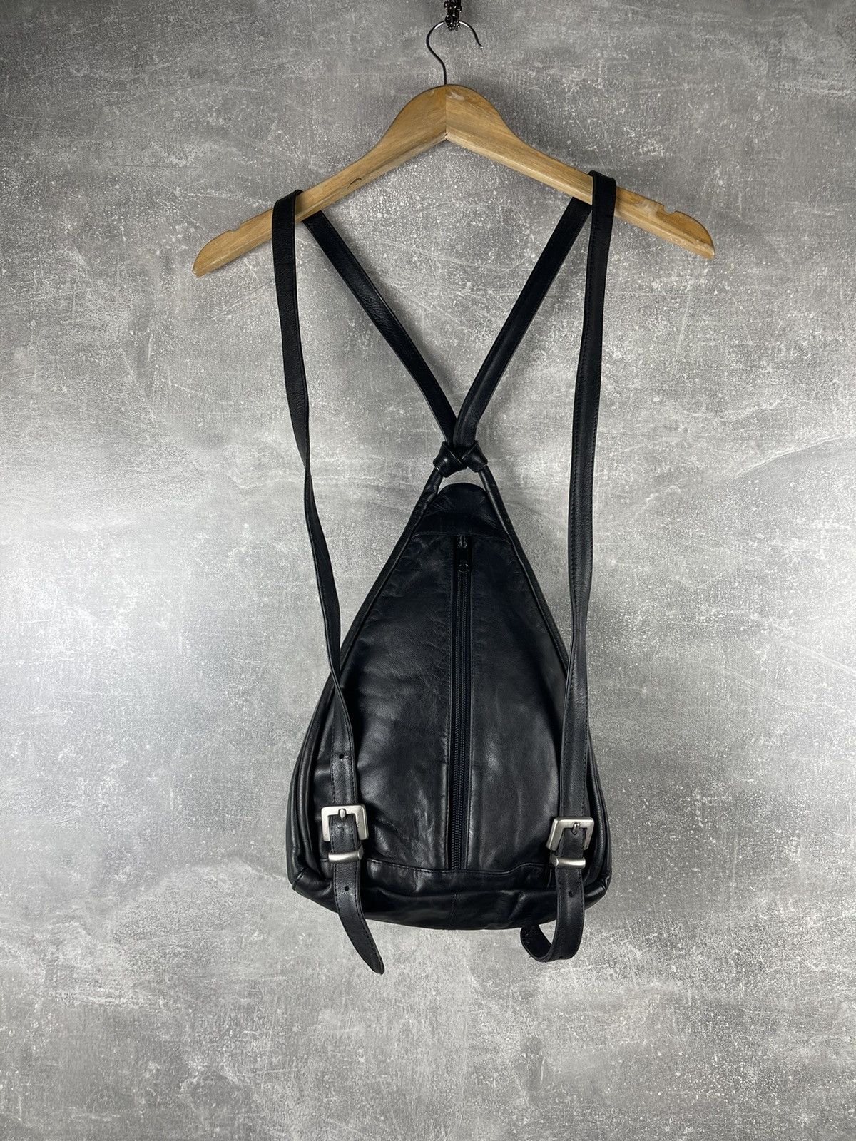 Genuine Leather Avant Garde Leather Mini Backpack with Zip Pockets Black Size ONE SIZE - 4 Thumbnail