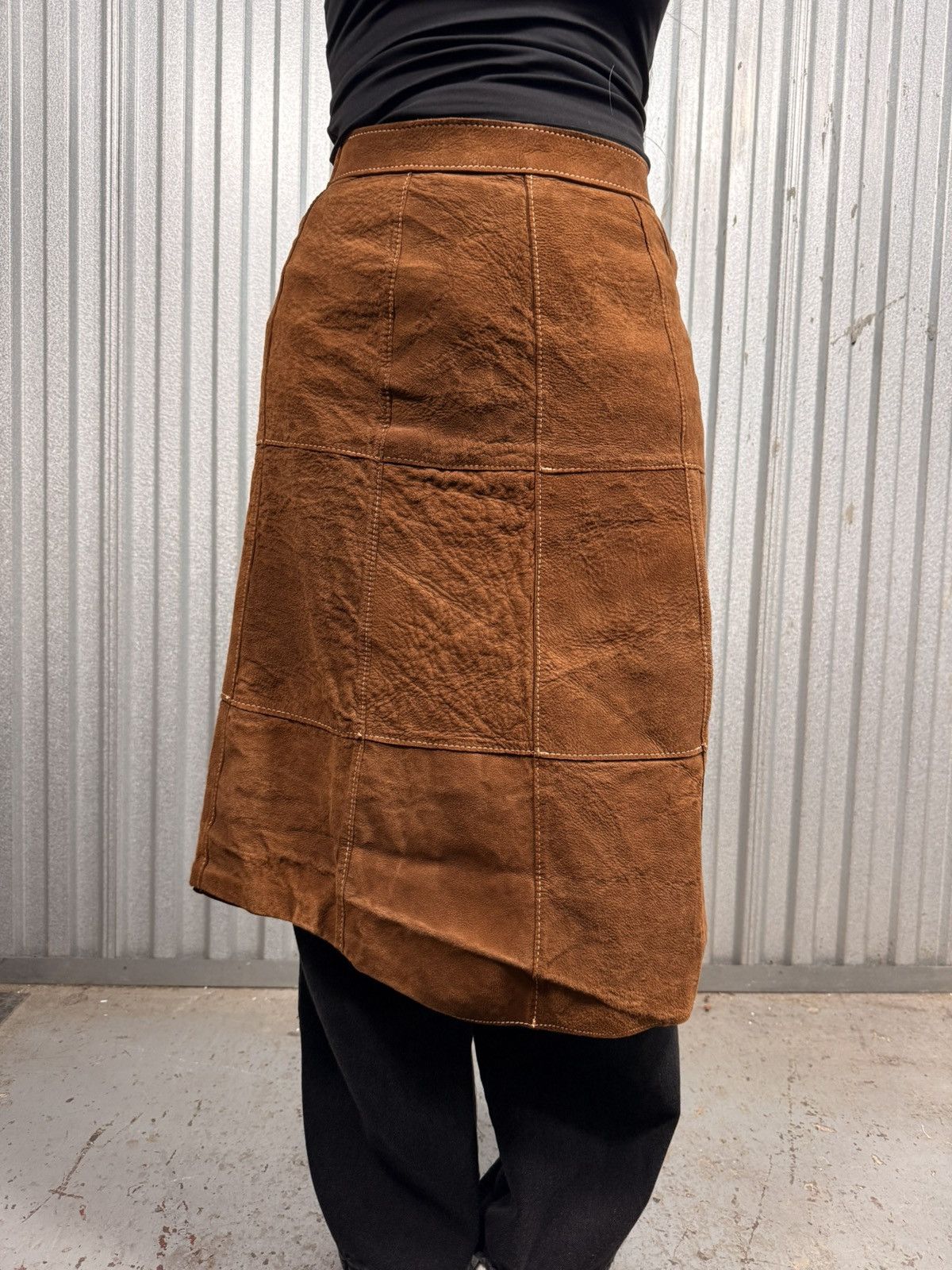 Other Vintage Tan Womens Long Brown Patched Western Skirt Size 26" / US 2 / IT 38 - 3 Thumbnail