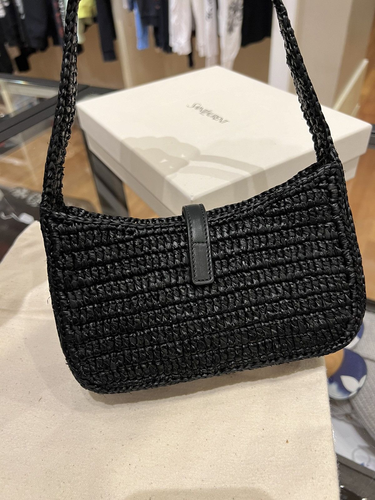 Saint Laurent Paris Saint Laurent YSL Le 5 à 7 Mini Raffia Shoulder Bag Size ONE SIZE - 3 Thumbnail