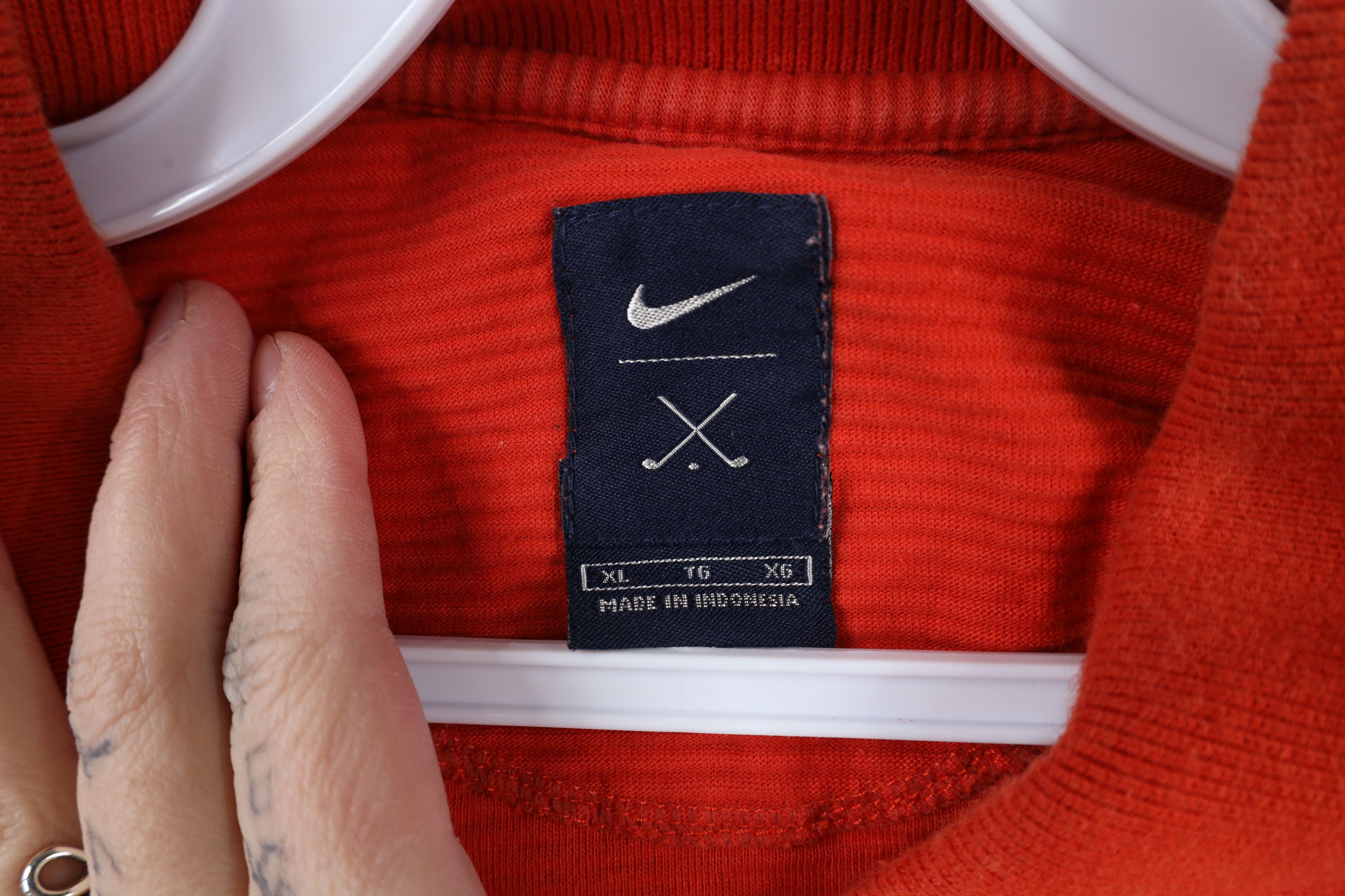 Nike × Vintage Vintage Nike Golf Knit Travis Scott Mini Swoosh Polo Orange Size US XL / EU 56 / 4 - 9 Thumbnail
