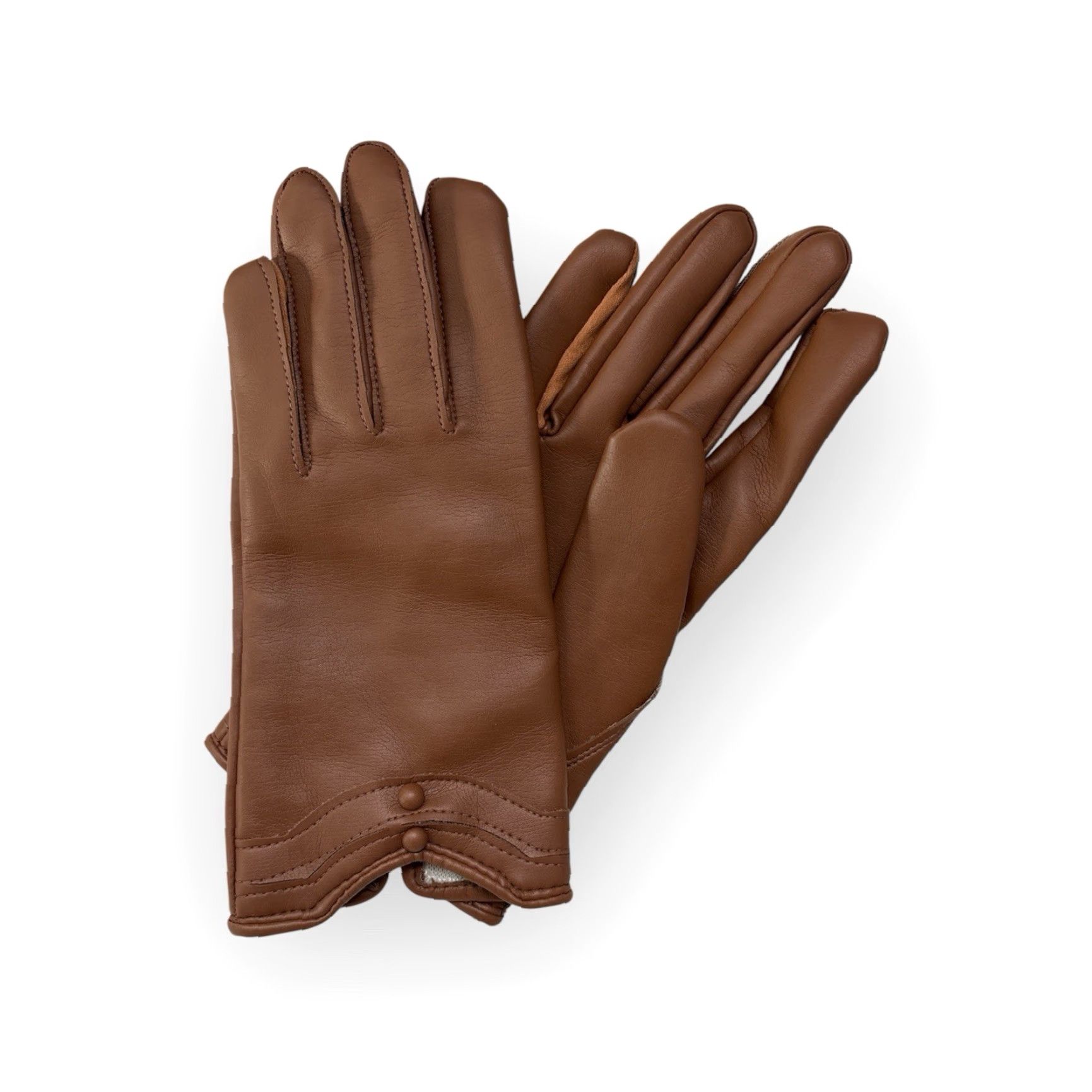 Vintage VINTAGE driving gloves womens XS Brown cognac vinyl nylon rayon NIP 70s Glove Womens Size ONE SIZE - 2 Thumbnail