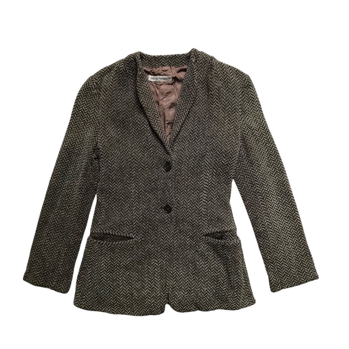 Emporio Armani Vintage Emporio Armani Wool Collarless Jacket Size S / US 4 / IT 40 - 1 Thumbnail