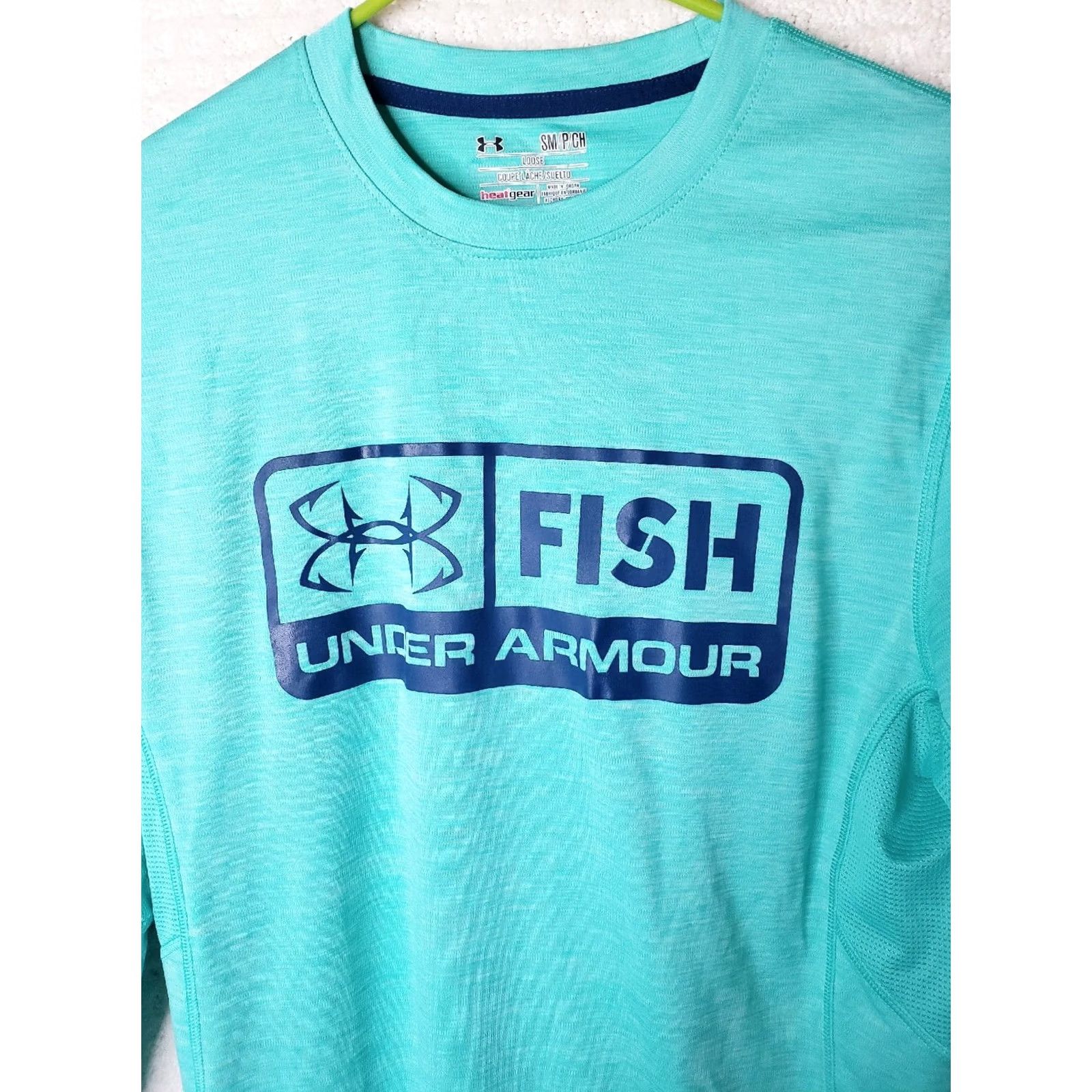 Under Armour Under Armour Sun Shirt Mens S Turquoise Heathered Long Sleeve Crew Neck HeatGear T-Shirt Logo01 Fishing Boating All Seasons Breathable Size US S / EU 44-46 / 1 - 2 Thumbnail