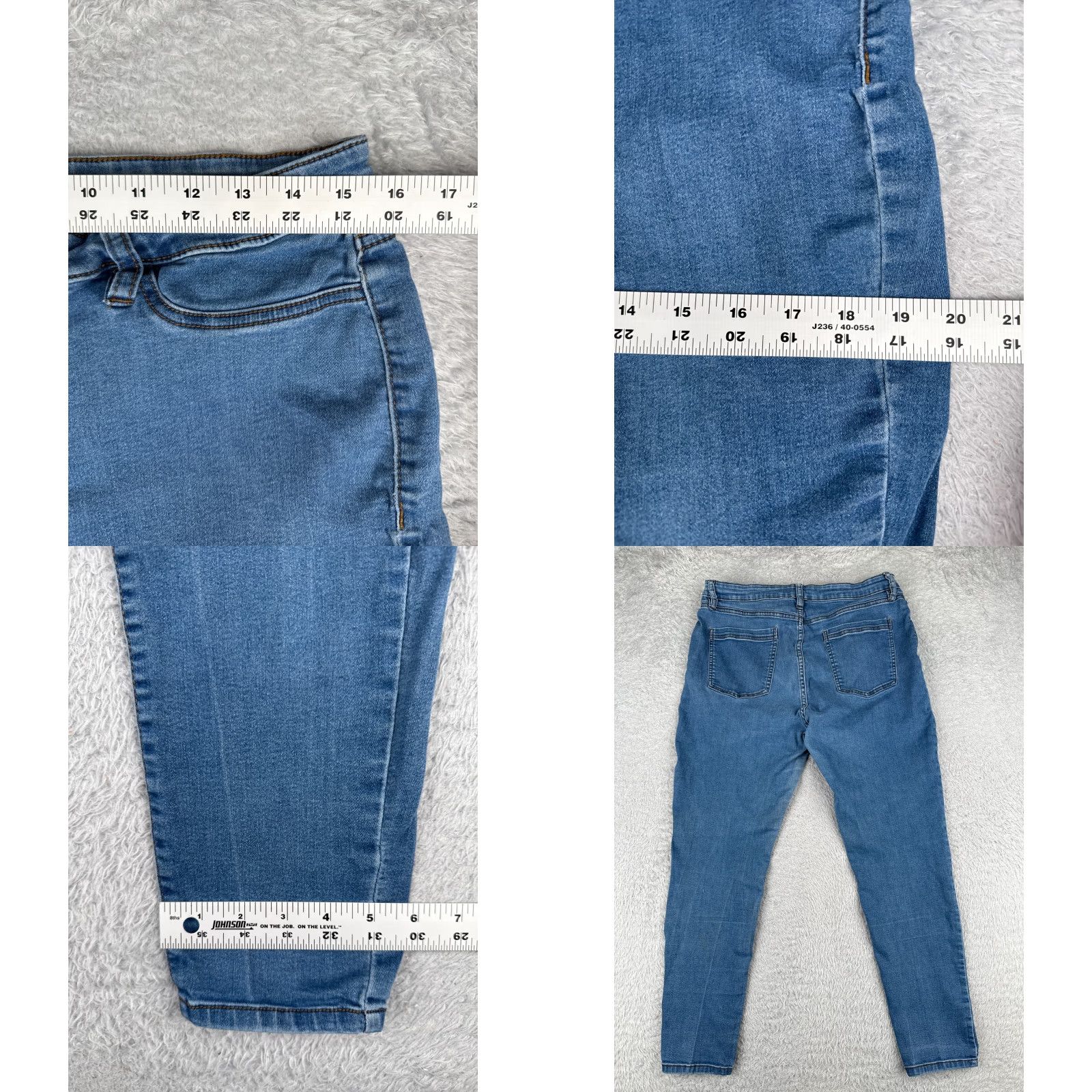 Denime dip Jeans Women 16 Blue Denim Skinny Mid Rise Distressed Stretch 34x27 Size 38" / US 16 / IT 52 - 9 Thumbnail
