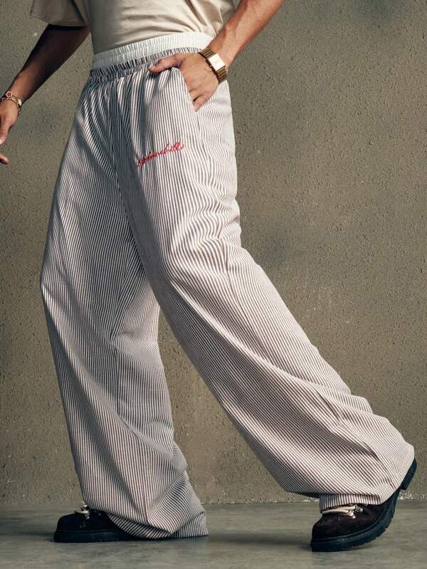 Japanese Brand Khaki & White Striped Casual Pants Men & Women Size US 34 / EU 50 - 4 Thumbnail