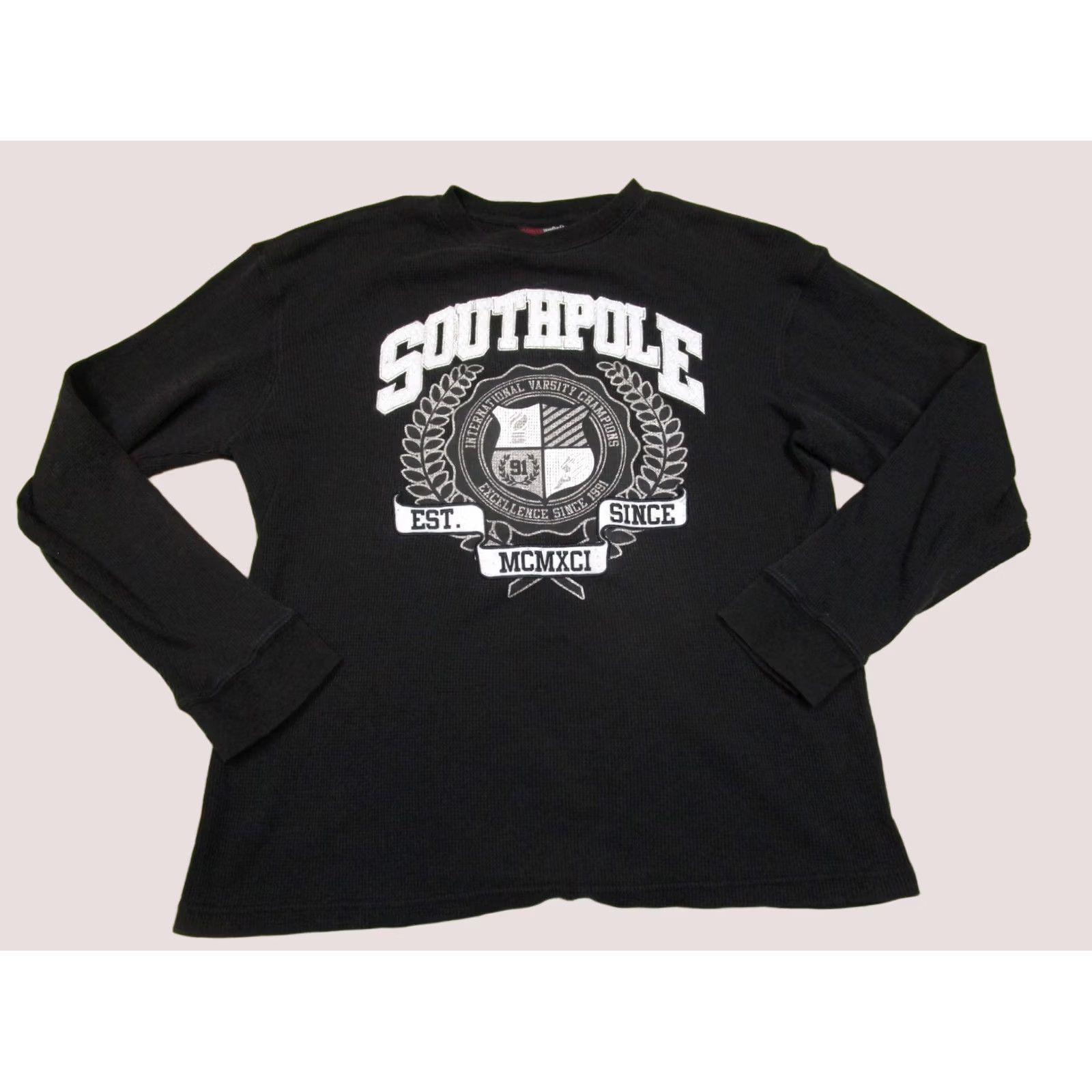 Southpole Southpole Shirt Men XL Black Thermal Waffle Long Sleeve Graphic Print Hip Hop Size US XL / EU 56 / 4 - 1 Thumbnail
