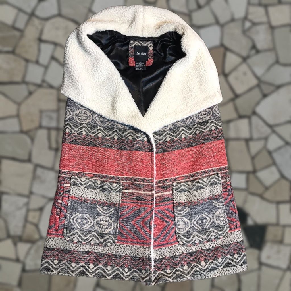 Vintage Me Jane Aztec Navajo Print Vest Womens S Wool Blend Faux Fur Southwest Size S / US 4 / IT 40 - 1 Thumbnail
