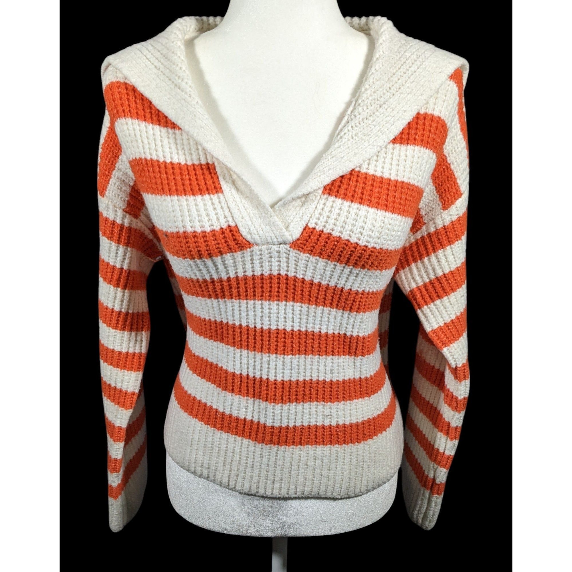 Other Sincerely Jules Preppy Orange And White Striped Sweater Size Size M / US 6-8 / IT 42-44 - 1 Thumbnail