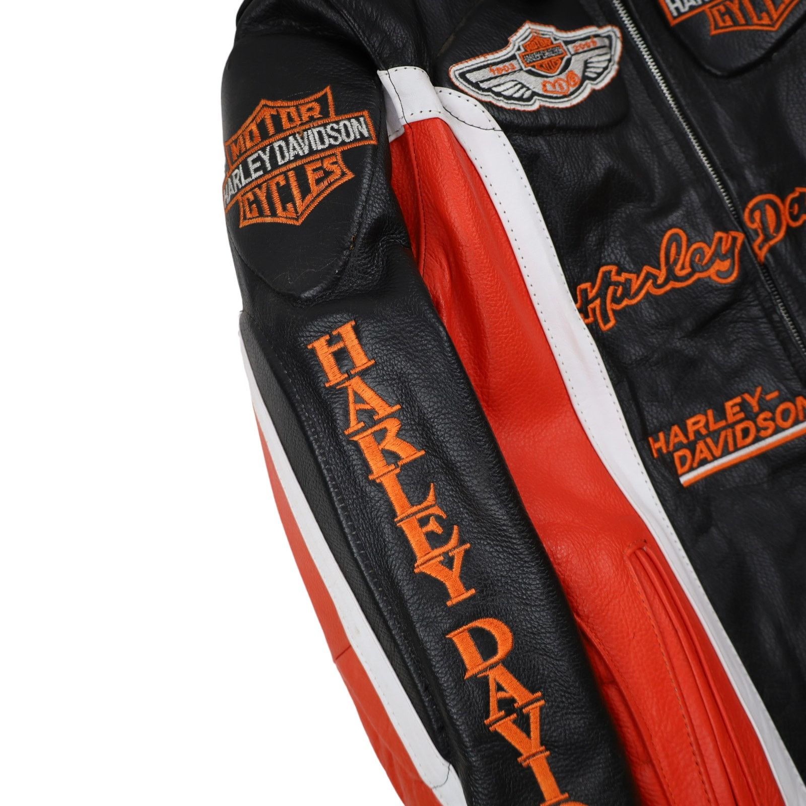 Harley Davidson × Vintage Vintage Harley Davidson Heavily Branded Leather Ridin Jacket Size L / US 10 / IT 46 - 4 Thumbnail