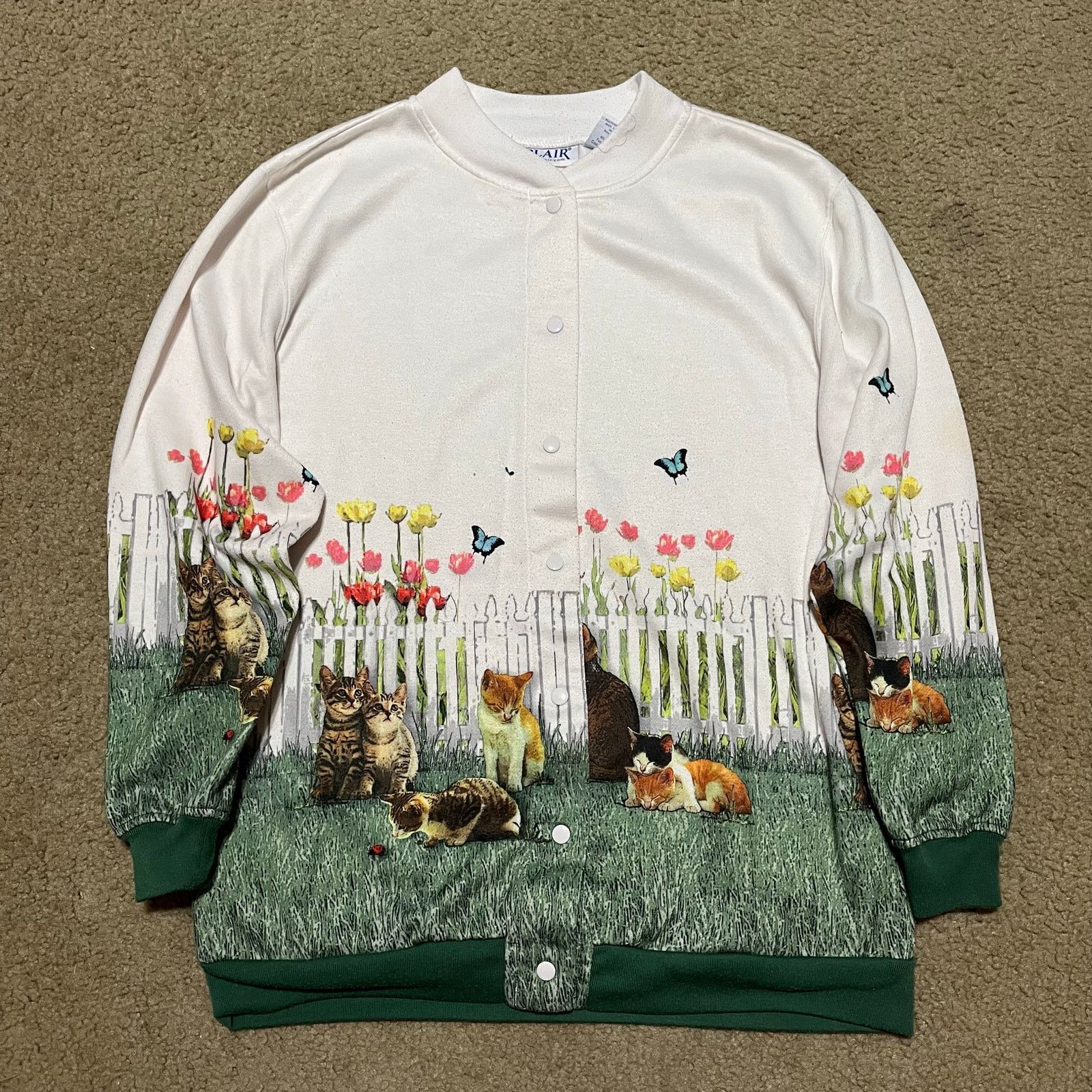 Other Blair Cat Garden Scene Button Cardigan Sweatshirt Medium Size M / US 6-8 / IT 42-44 - 1 Thumbnail