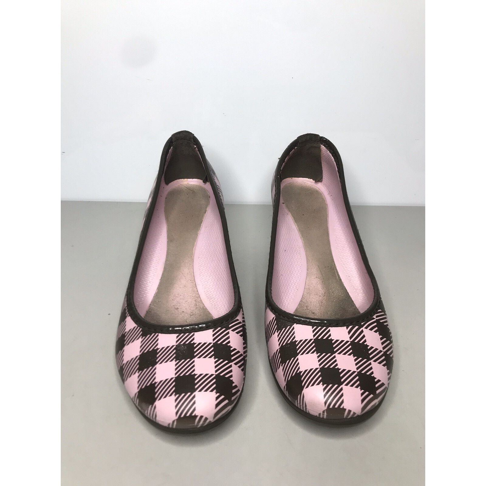 Crocs Crocs Pink Brown Plaid Rubber SlipOn Pump Casual Wedge Shoes Size US 9 / IT 39 - 11 Thumbnail