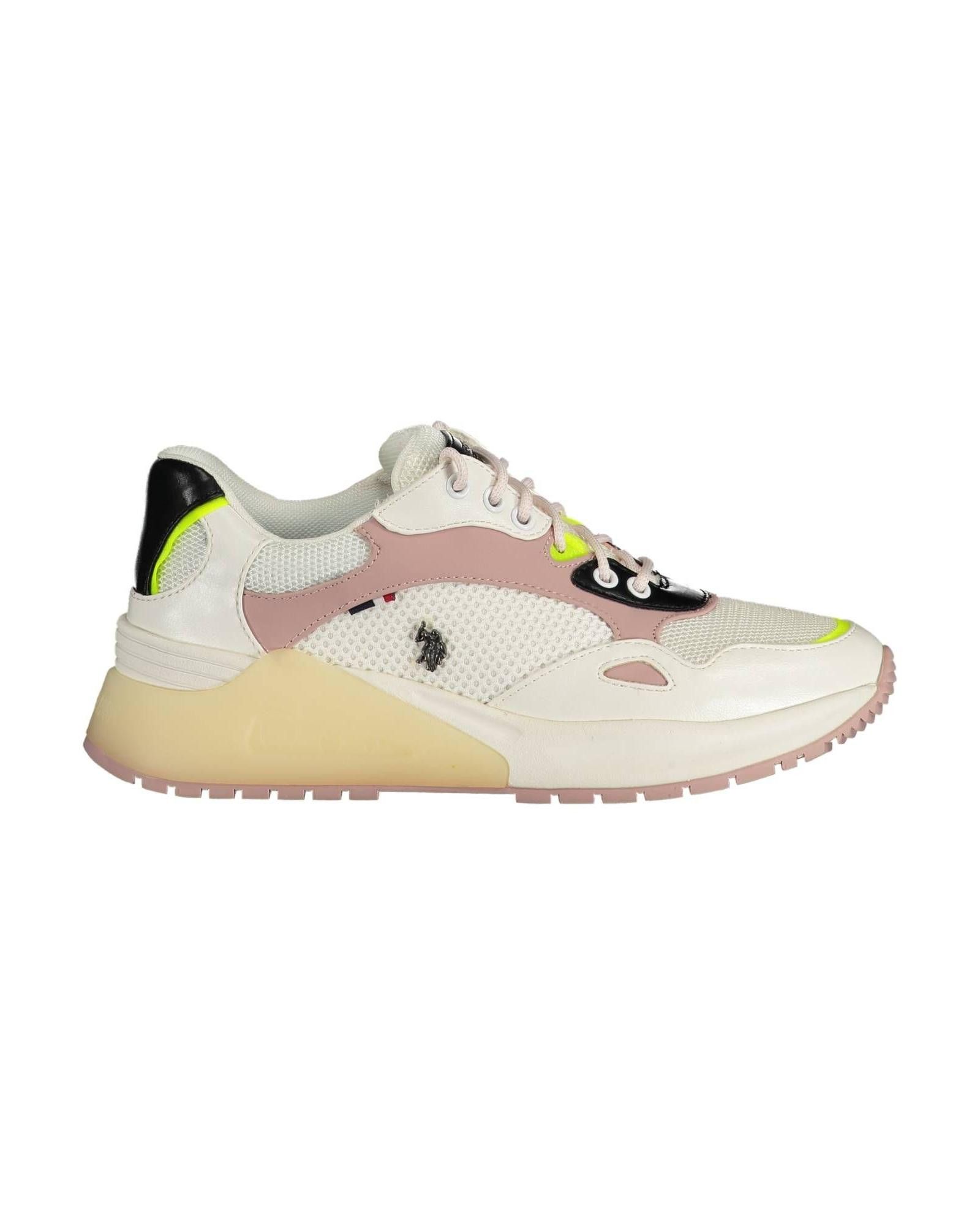 image of U S Polo Assn Polyester Sneaker With Contrasting Details And Logo in White, Women's (Size 7)