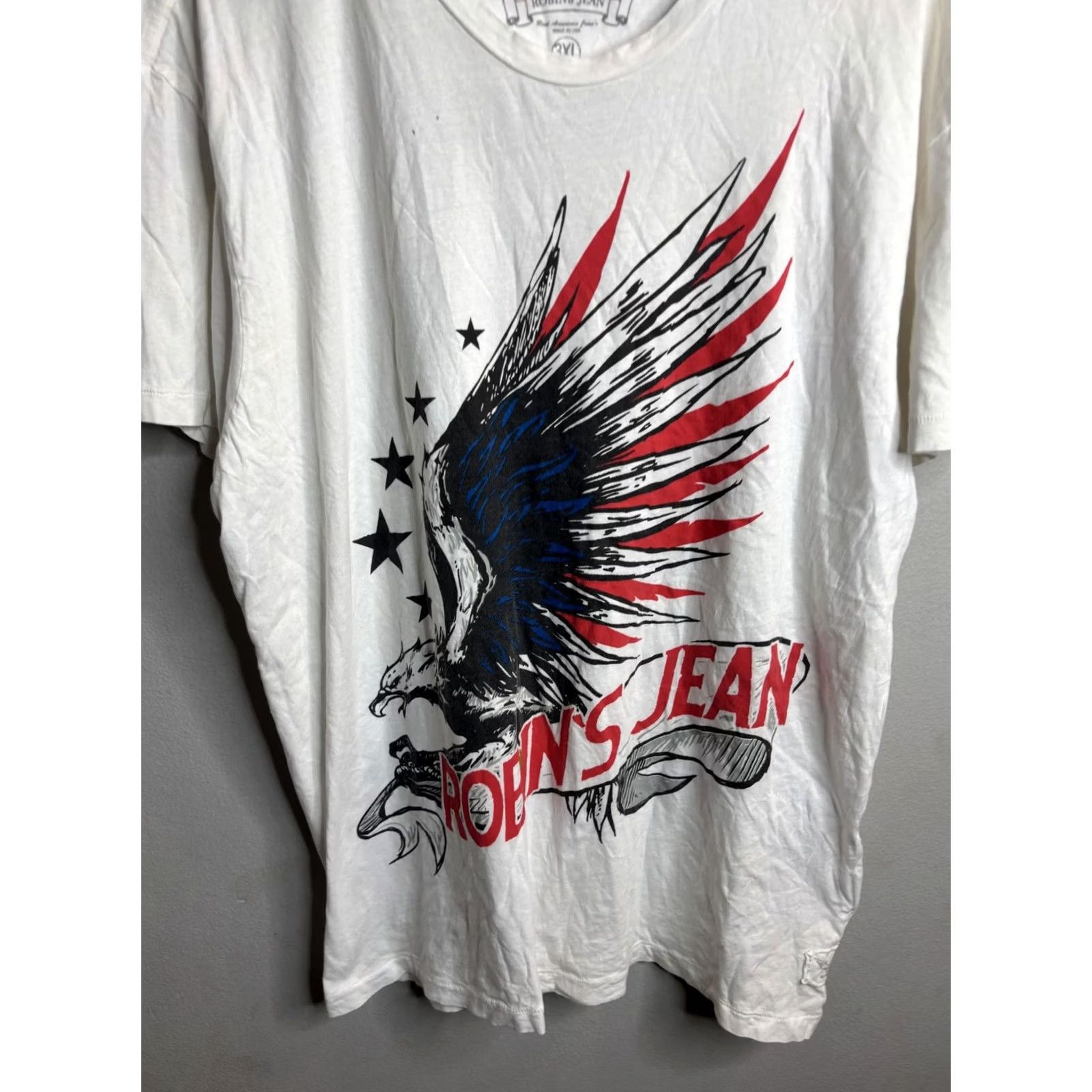 Vintage VINTAGE Robin's Jean Shirt Mens 3XL White Eagle Graphic Made USA Patriotic Tee T-Shirt Size US XXL / EU 58 / 5 - 2 Thumbnail