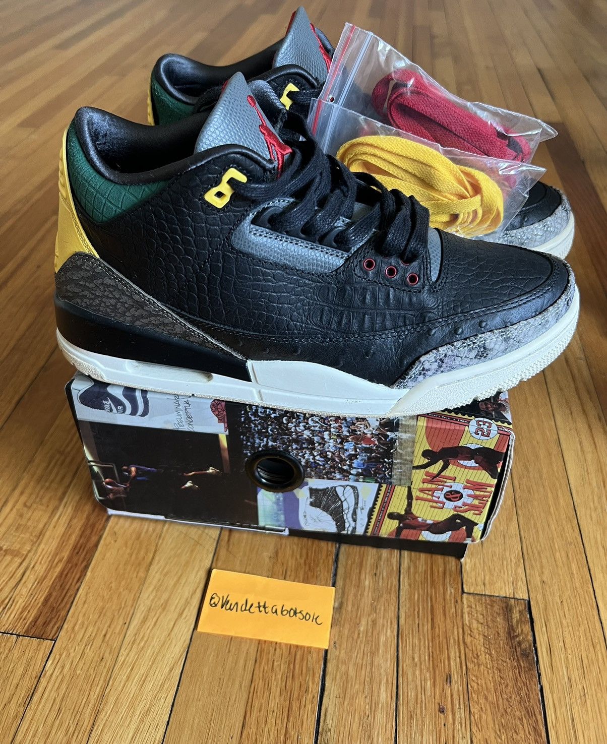 image of Jordan Brand Retro 3 Animal Instinct 2.0 Animal Print Us9 Shoes in Black, Men's