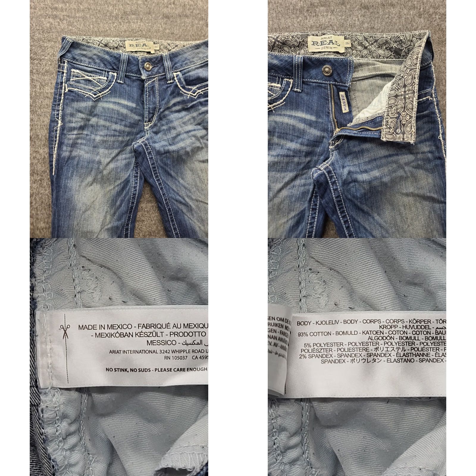 Ariat Ariat Real Denim Jeans Womens 28x32 Regular Fit Bootcut Mid Rise Distressed Denim Pants Blue Slim 5-Pocket Cowboy Horse Southwestern Mens Girls Size 28" / US 6 / IT 42 - 8 Thumbnail