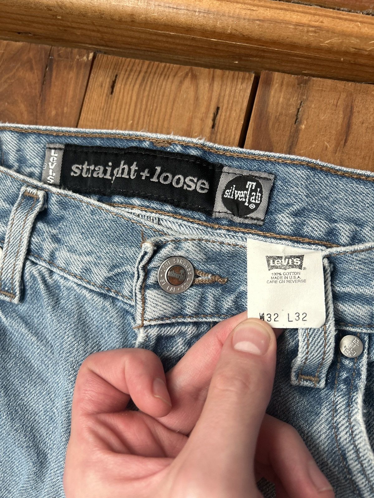 Levi's × Vintage Vintage 90s Levi’s Silver Tab Baggy Straight Blue Jeans Size US 32 / EU 48 - 2 Thumbnail