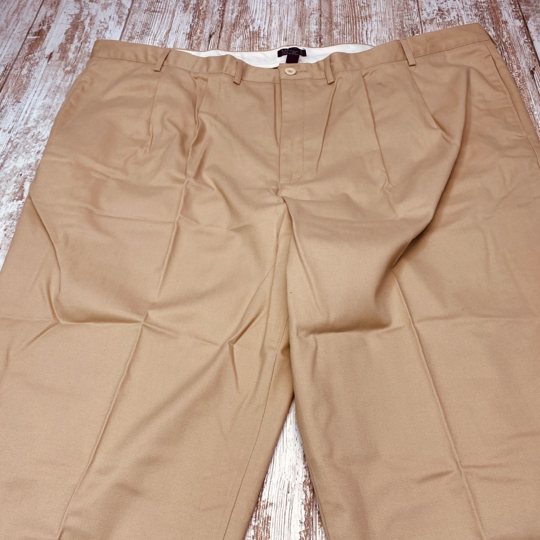 Lands' End NWT Lands' End Chino Pants Men's 52x29 Beige Khaki Pleated 100% Cotton 7550 Size US 36 / EU 52 - 5 Thumbnail