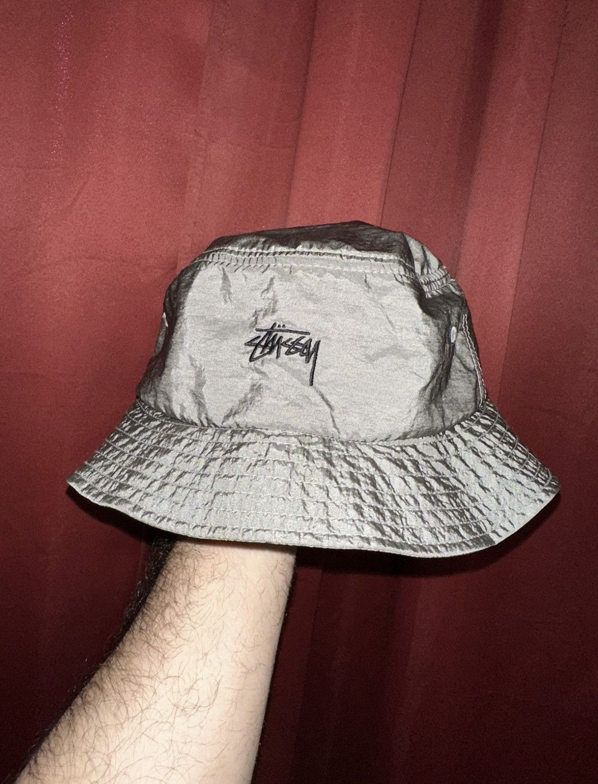 Stussy Stussy Taslan Bucket Hat Nylon Silver Grey Reflective Grail Size ONE SIZE - 1 Thumbnail