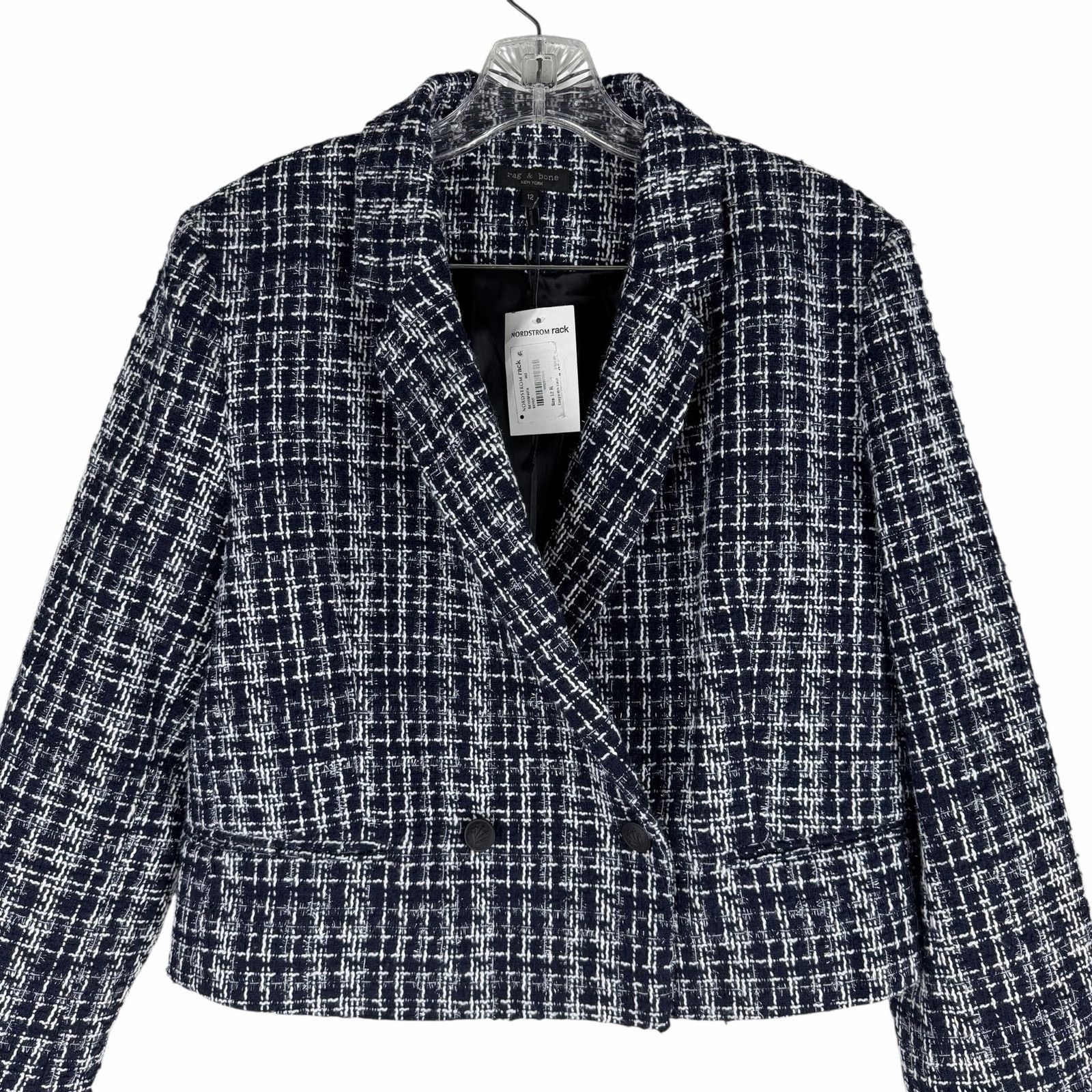 Rag & Bone Rag & Bone Elvy Tweed Double Breasted Blazer Navy Size 12 Size XL / US 12-14 / IT 48-50 - 5 Thumbnail