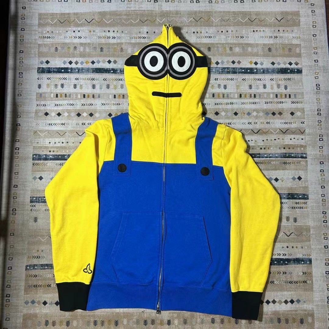 image of Bape X Minions Full Zip Hoodie in Yellow, Men's (Size Medium)