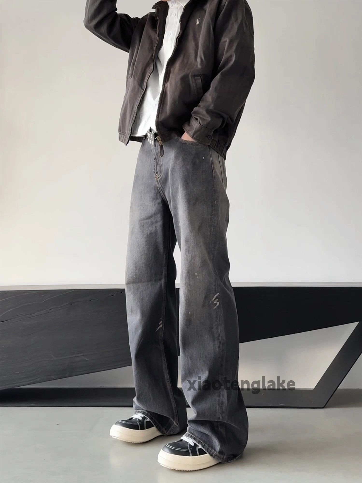 Jean × Vintage washed faded punk grunge flared stain loose baggy jeans Size US 33 - 4 Thumbnail