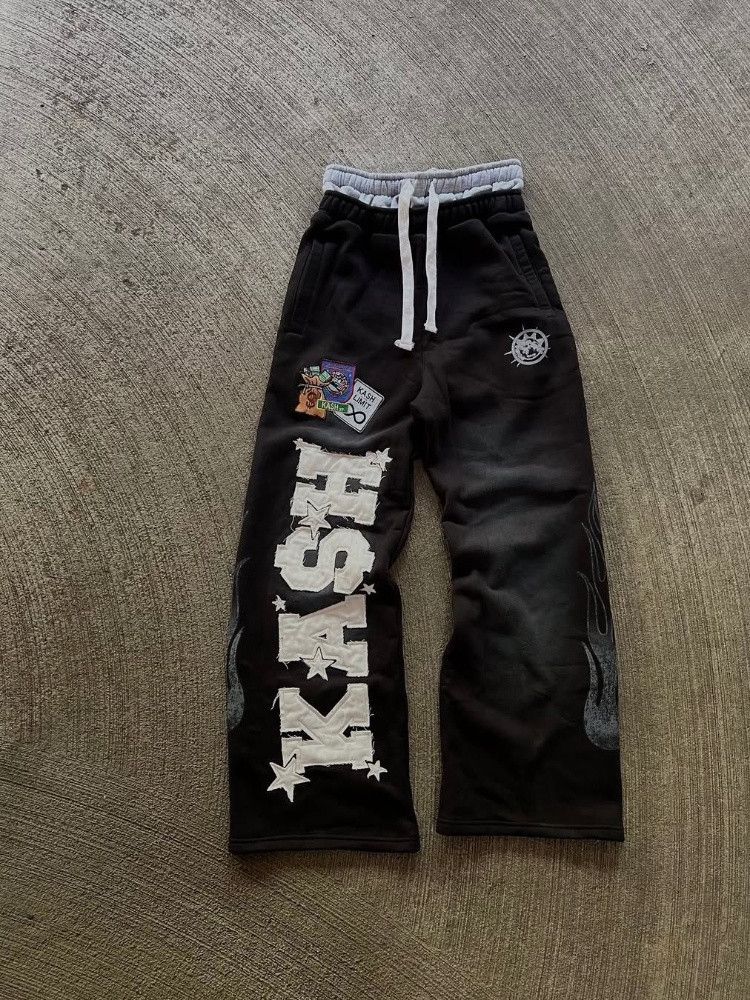 double waisted black baggy flared sweatpants