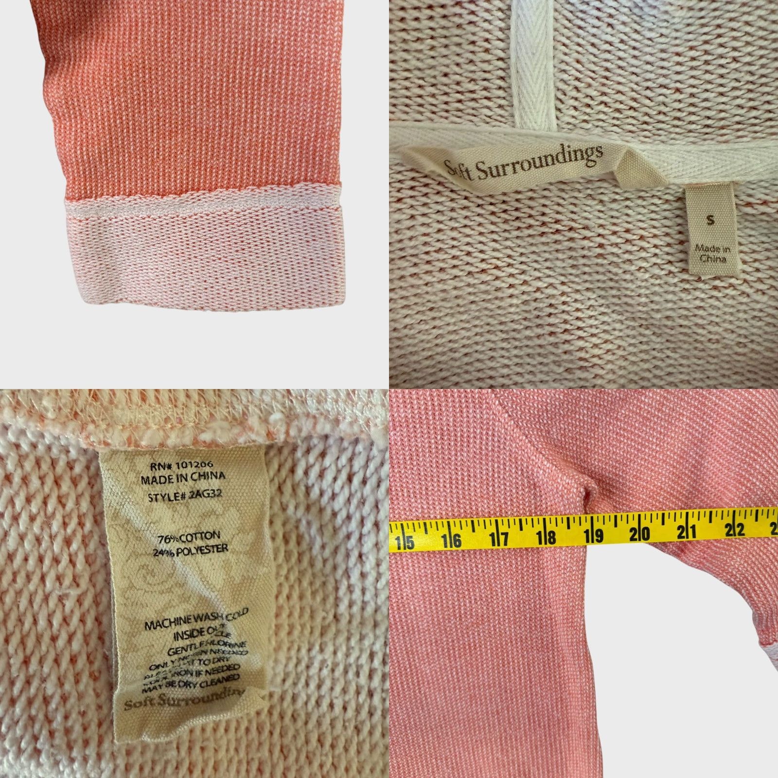 Soft Surroundings Soft Surroundings Just Beachy French Terry Hoodie Size Small Coral Pink Womens Size S / US 4 / IT 40 - 8 Thumbnail