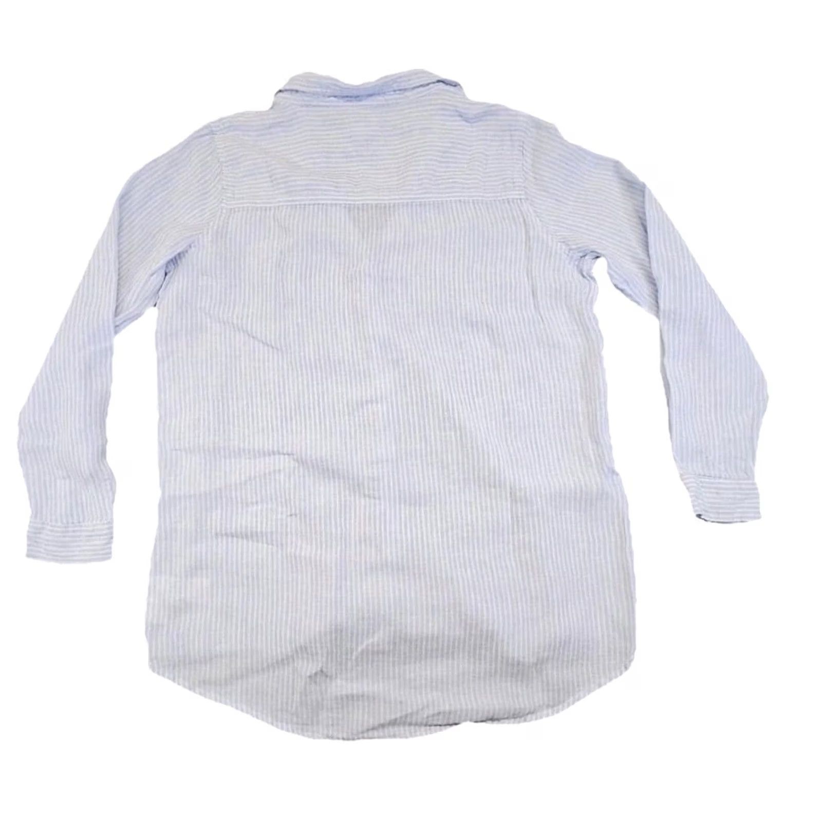 Vintage Coastal Sigrid Olsen 100% Linen Blue Striped Button Front Shirt Women’s M Coastal Size M / US 6-8 / IT 42-44 - 5 Thumbnail