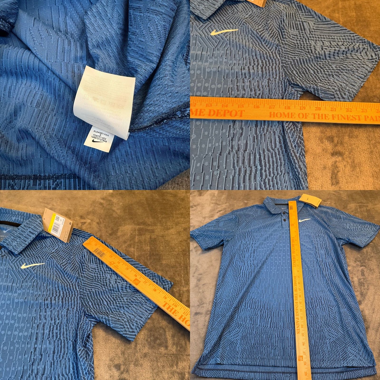 Nike Nike Dri Fit Adv Polo Shirt Blue Short Sleeve Mens Small NWT Golf Textured Size US S / EU 44-46 / 1 - 8 Thumbnail