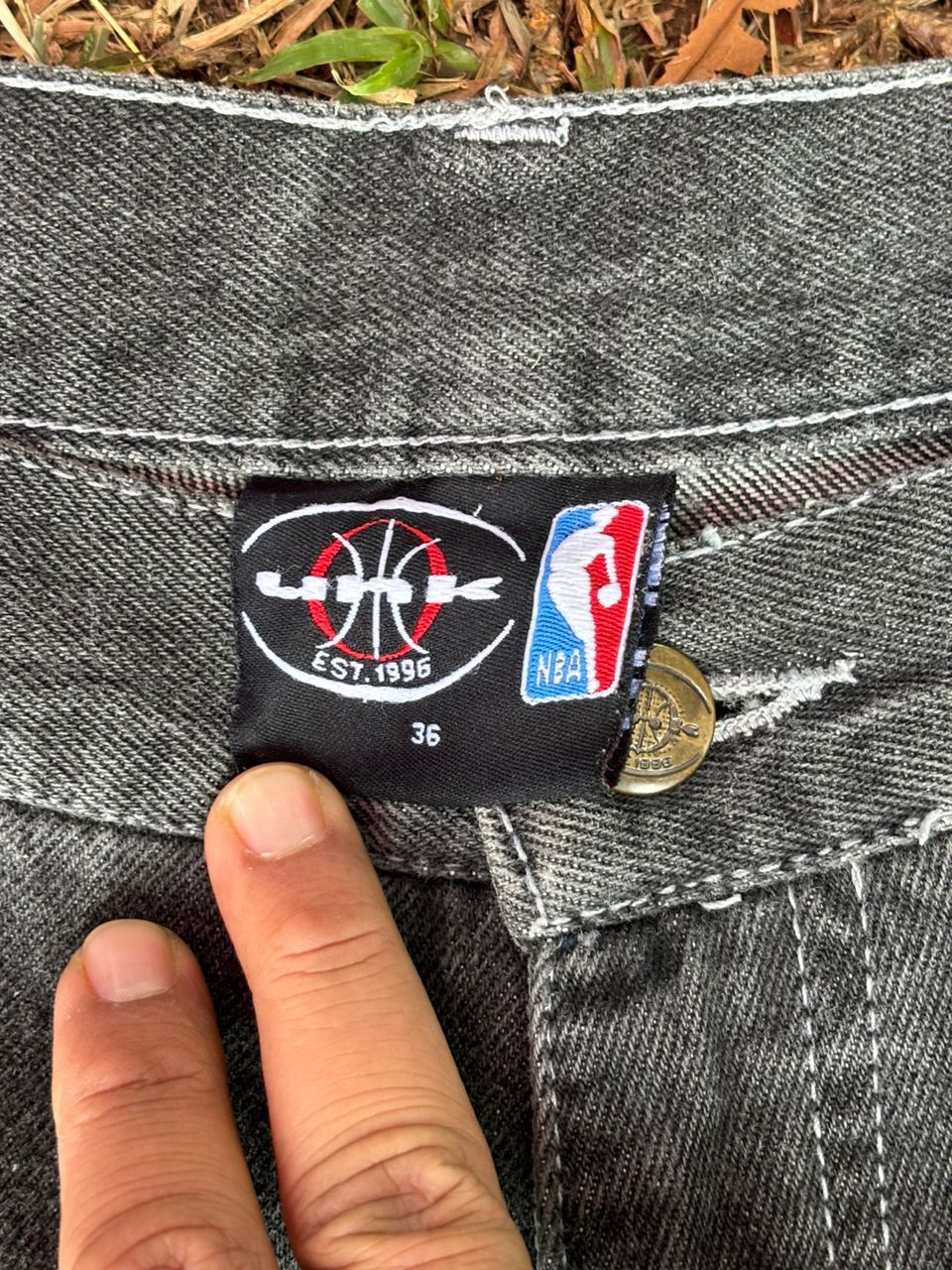 If Six Was Nine × JNCO × NBA Baggy Jeans Vintage NBA Unk Logo Patchwork Embroidered Size US 36 / EU 52 - 3 Thumbnail