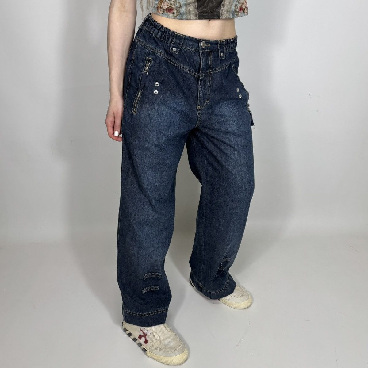 Japanese Brand Vintage Y2K Japanese Wide Baggy Jeans Skate Sk8 Jnco Style Size 25" / US 0 / IT 36 - 1 Thumbnail