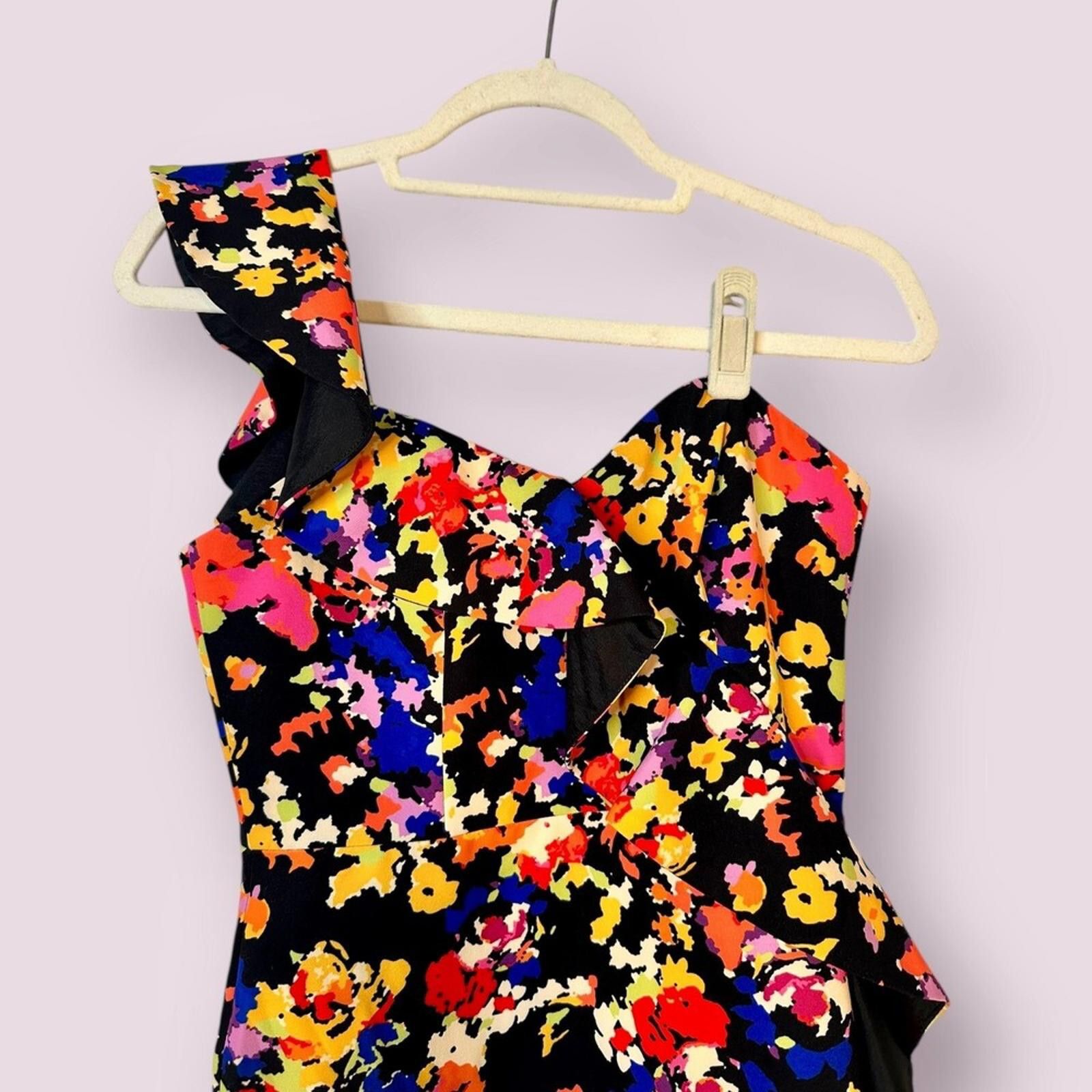 Designer Aidan Mattox Floral Print Cocktail Dress Size XS / US 0-2 / IT 36-38 - 2 Thumbnail