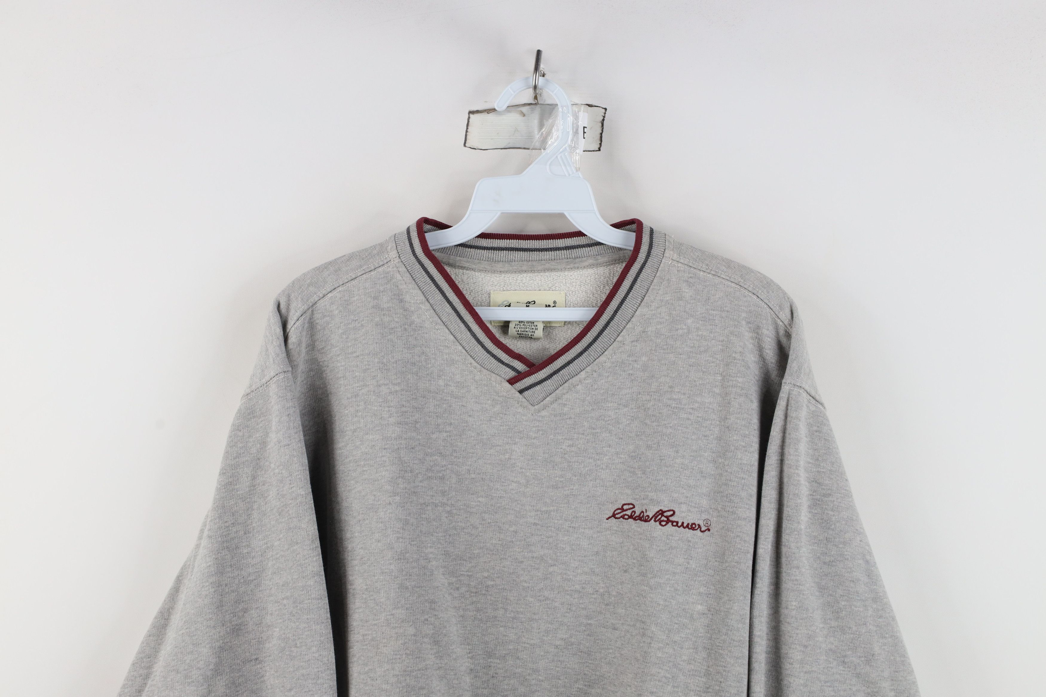 Eddie Bauer Vintage 90s Eddie Bauer Script V-Neck Sweatshirt Gray Size US M / EU 48-50 / 2 - 2 Thumbnail