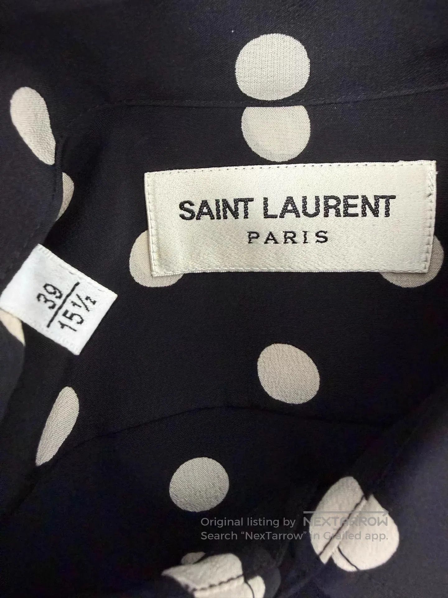 Saint Laurent Paris Black Polka Dot Long Sleeve Button. Size US M / EU 48-50 / 2 - 4 Thumbnail