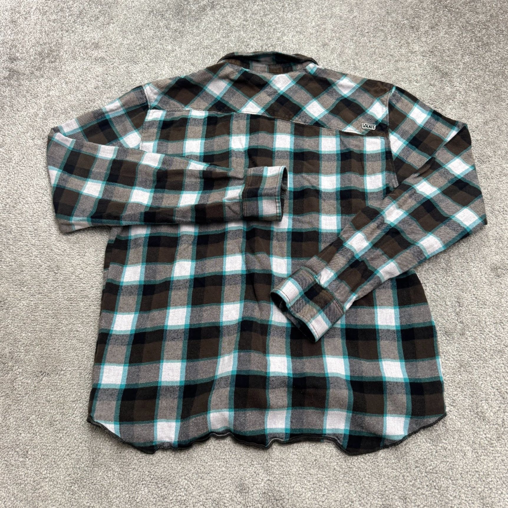 Vans VANS Shirt Men Small S Brown Teal Plaid Cotton Flannel Button-Up Vintage: Fall Collection 2010 Casual Streetwear Size US S / EU 44-46 / 1 - 2 Thumbnail
