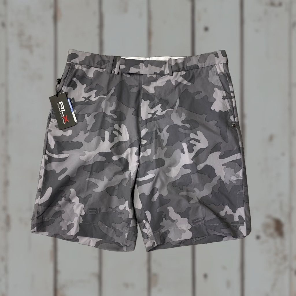 RLX Ralph Lauren NWT RLX Ralph Lauren Mens Golf Shorts Grey Camo Stretch Performance 9” Inseam 34 NWT Size US 34 / EU 50 - 1 Thumbnail