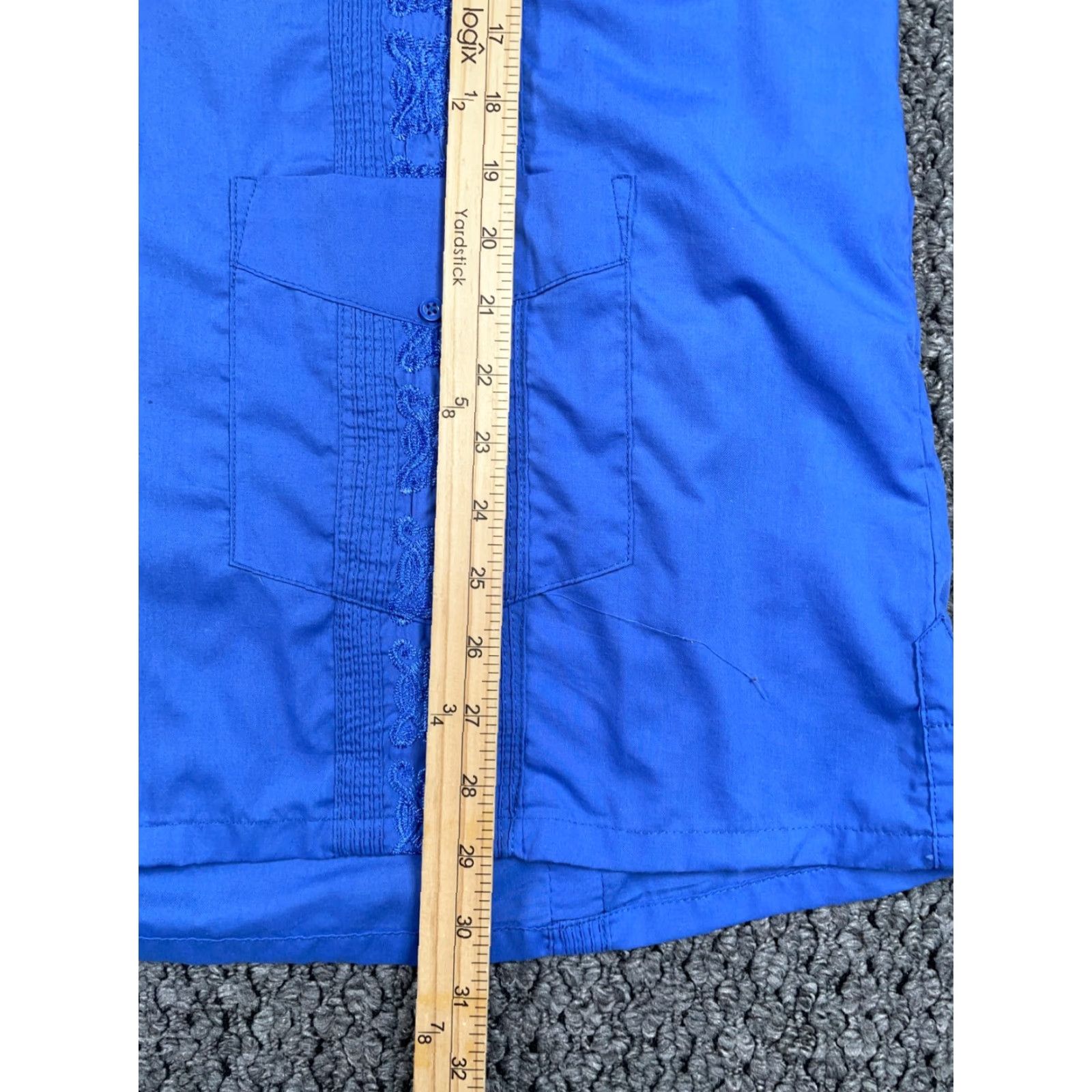 Omega OMEGA Guayabera Pleated Pocket Shirt Adult XL Blue Cotton Blend Cuban Retro Tag Size US XL / EU 56 / 4 - 7 Thumbnail