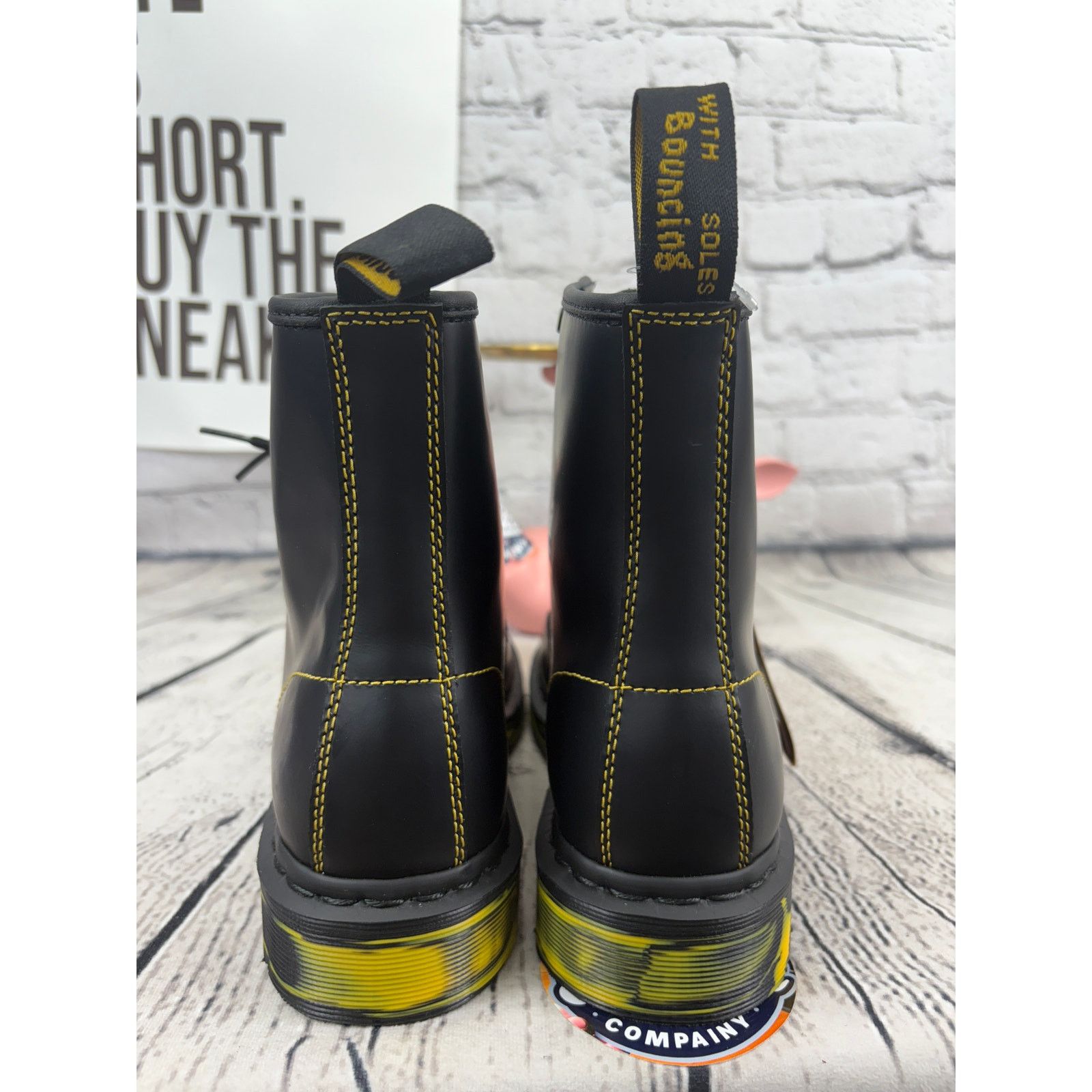Dr. Martens Dr Martens 1460 Combat Boots Womens Size 9 Black Yellow Size US 9 / IT 39 - 4 Thumbnail
