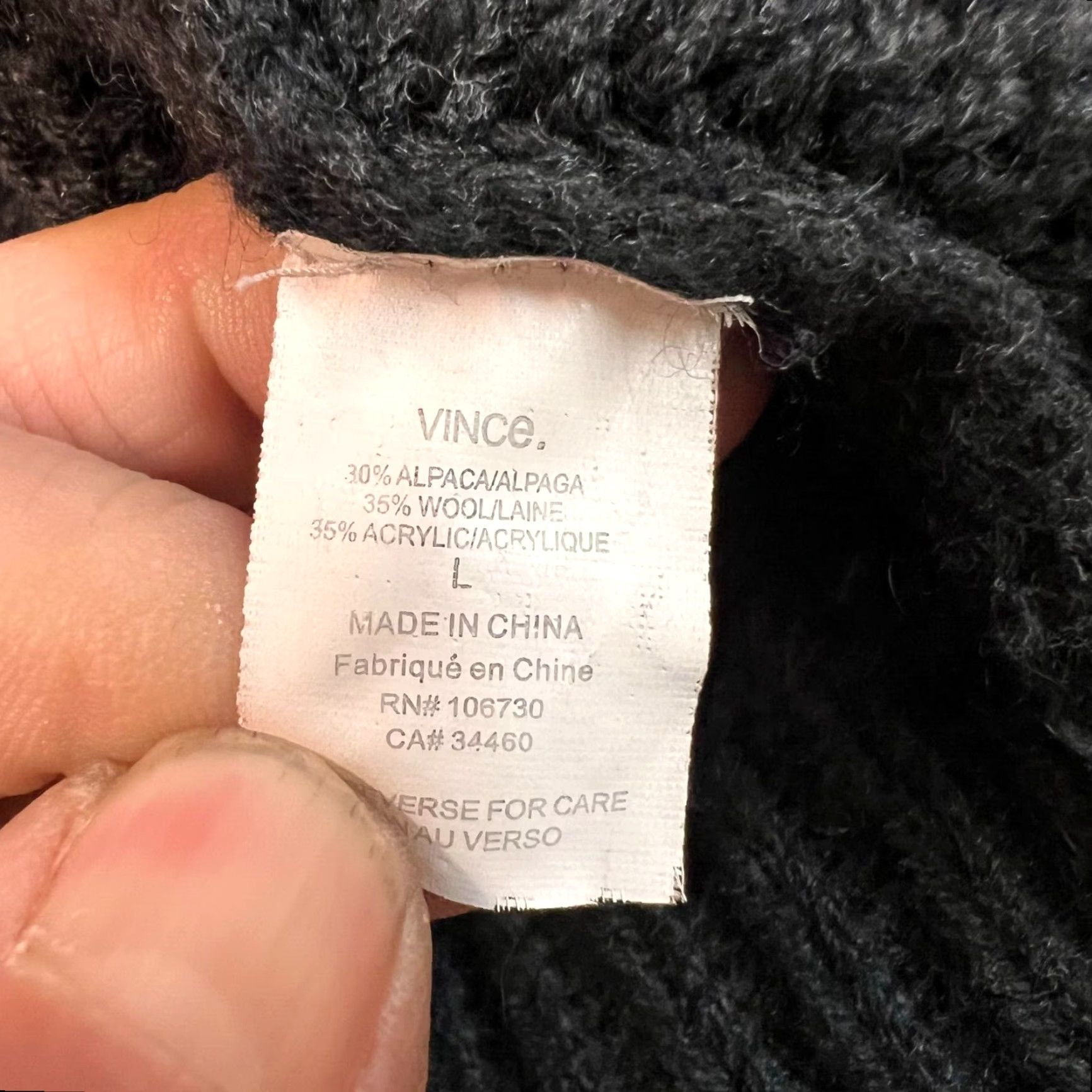 Vince Vince Cardigan Womens Sweater L Black Alpaca Wool Open Hooded Cable Knit Pockets Size L / US 10 / IT 46 - 7 Thumbnail