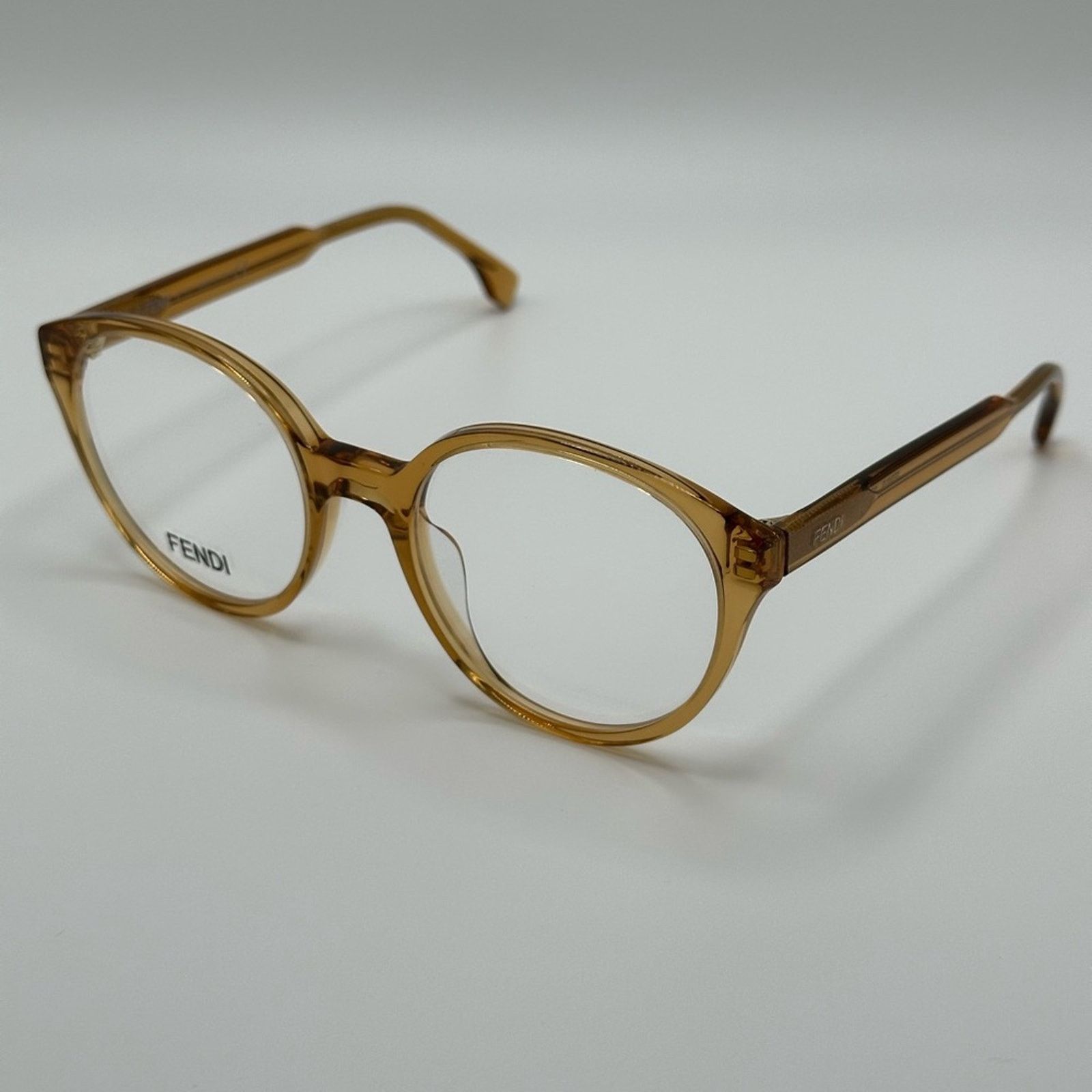Fendi NEW FENDI FE50015I 057 Transparent Cognac Unisex Eyeglasses Size ONE SIZE - 2 Thumbnail