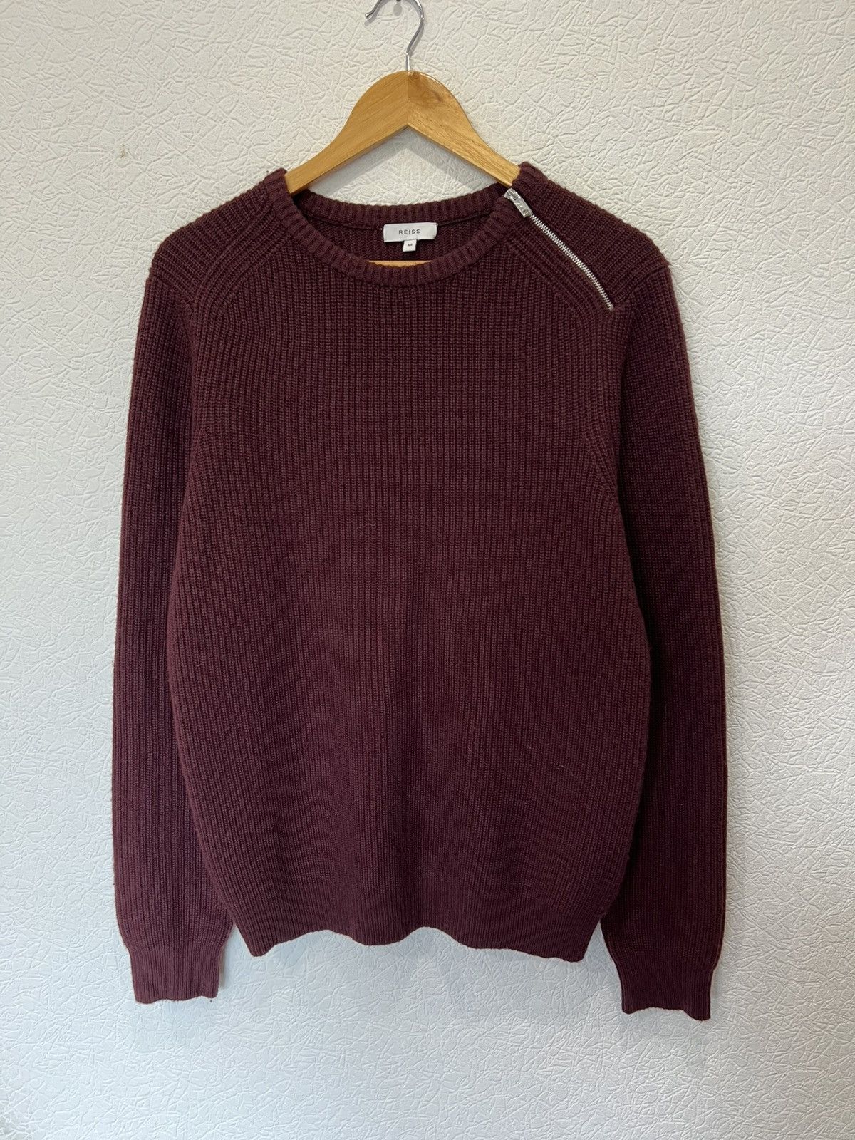 Reiss Reiss Mens Basic Sweater Knitted Cherry Red Size US M / EU 48-50 / 2 - 1 Thumbnail