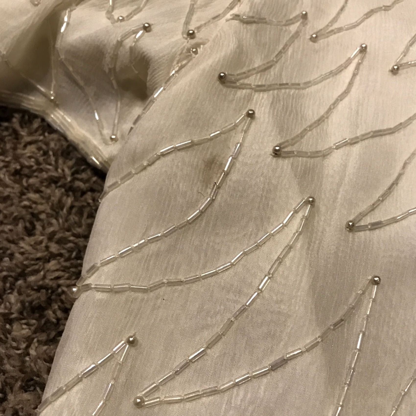 Vogue VINTAGE Night Vogue Silk Shirt Womens XL Ivory 1990s Art Deco Beaded Shoulder Pad Blouse Size XL / US 12-14 / IT 48-50 - 5 Thumbnail