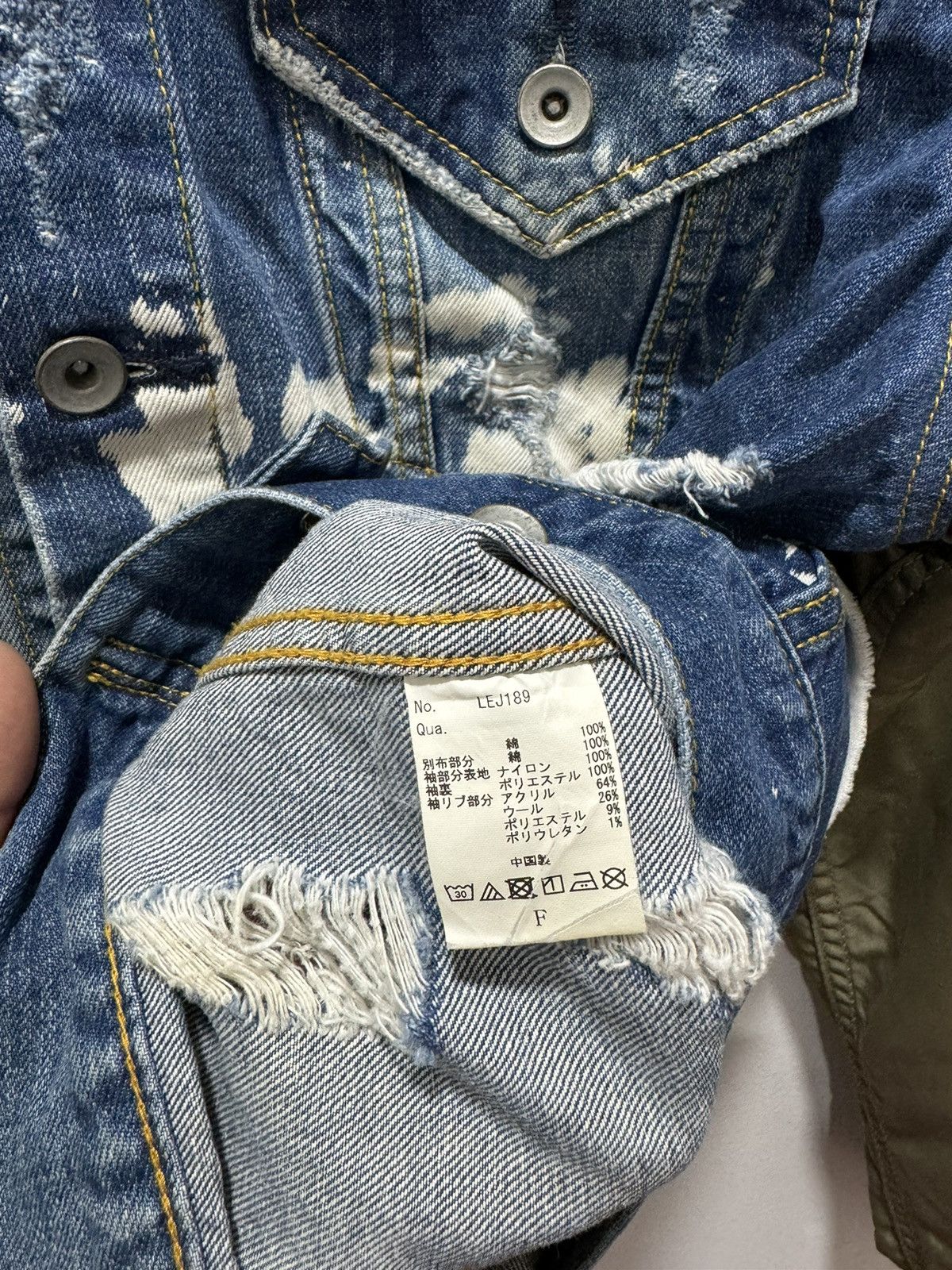 If Six Was Nine × Le Grande Bleu (L.G.B.) × Vintage LAGENDA MADE UNDERGOURD BLEACH OUT DISTRESSED CRAZY JACKET Size US L / EU 52-54 / 3 - 19 Thumbnail