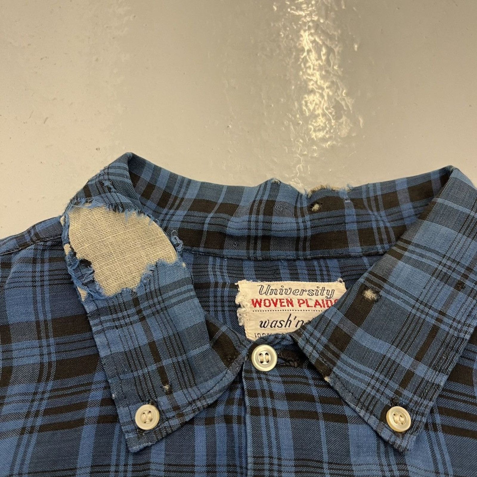 Other Vintage 60s University Woven Plaid Blue Plaid Rayon Shirt Size US L / EU 52-54 / 3 - 3 Thumbnail