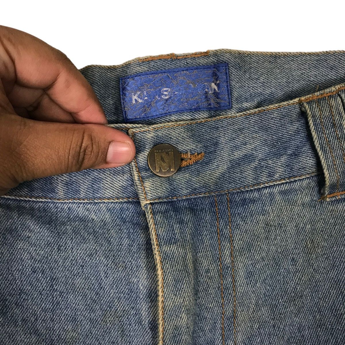 Kansai Yamamoto 🔥 1980s KANSAI YAMAMOTO MAN DENIM JEANS Size US 39 - 11 Thumbnail