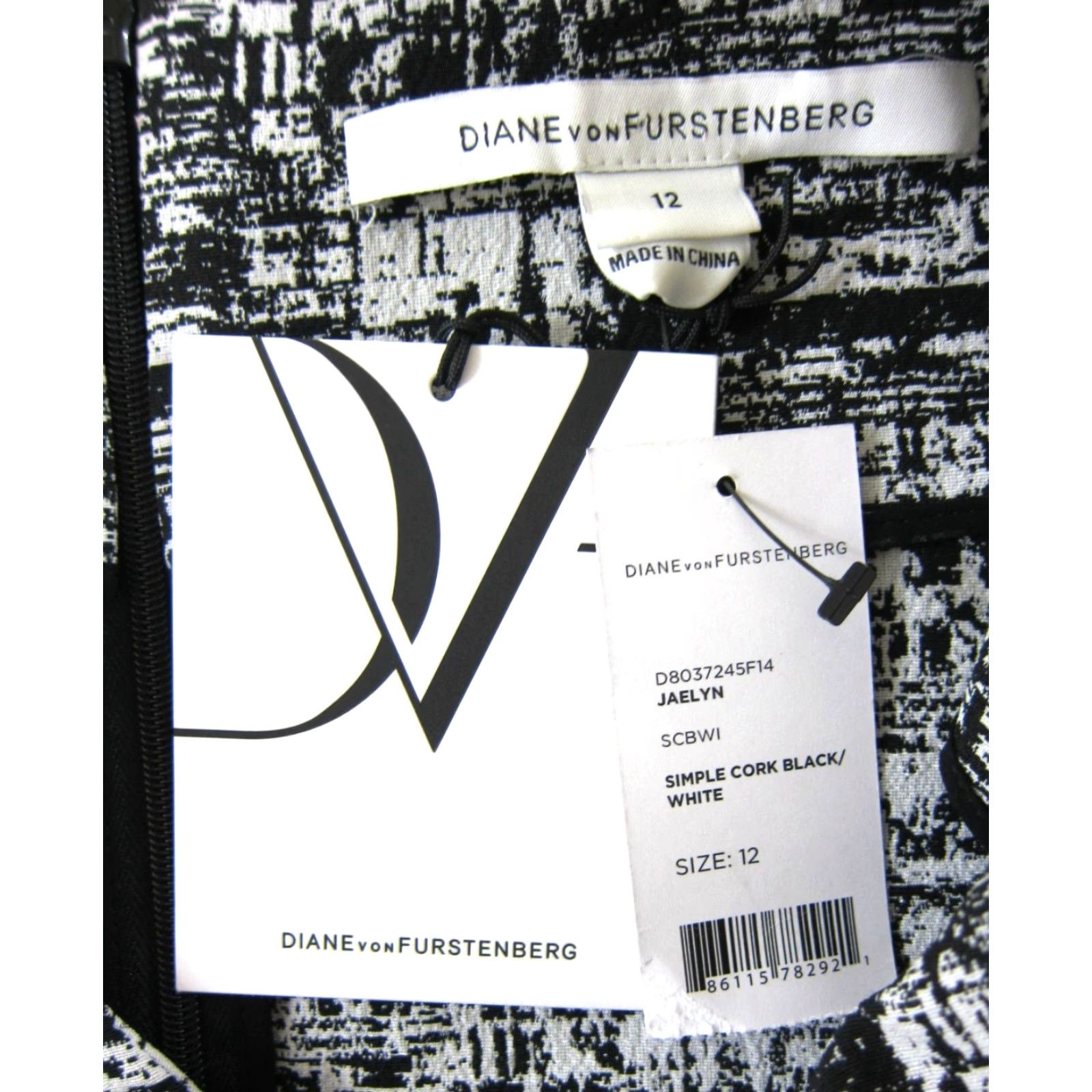 Diane von Furstenberg Diane von Furstenberg NWT Cork Black White Sleeveless Sheath Jaelyn Dress 12 Size XL / US 12-14 / IT 48-50 - 3 Thumbnail