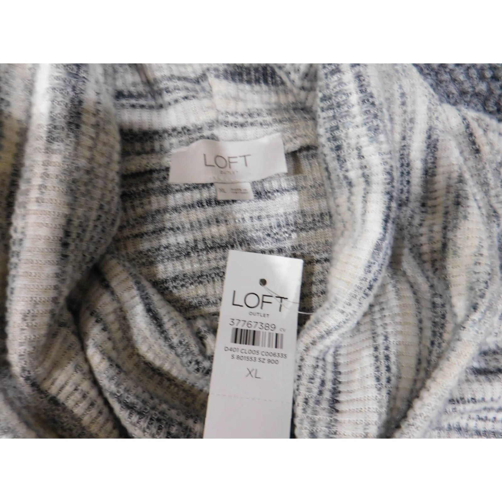 Loft LOFT Sweater XL Gray Pullover Knit Turtleneck Geometric Rib Knit Womens Stretch Size XL / US 12-14 / IT 48-50 - 6 Thumbnail