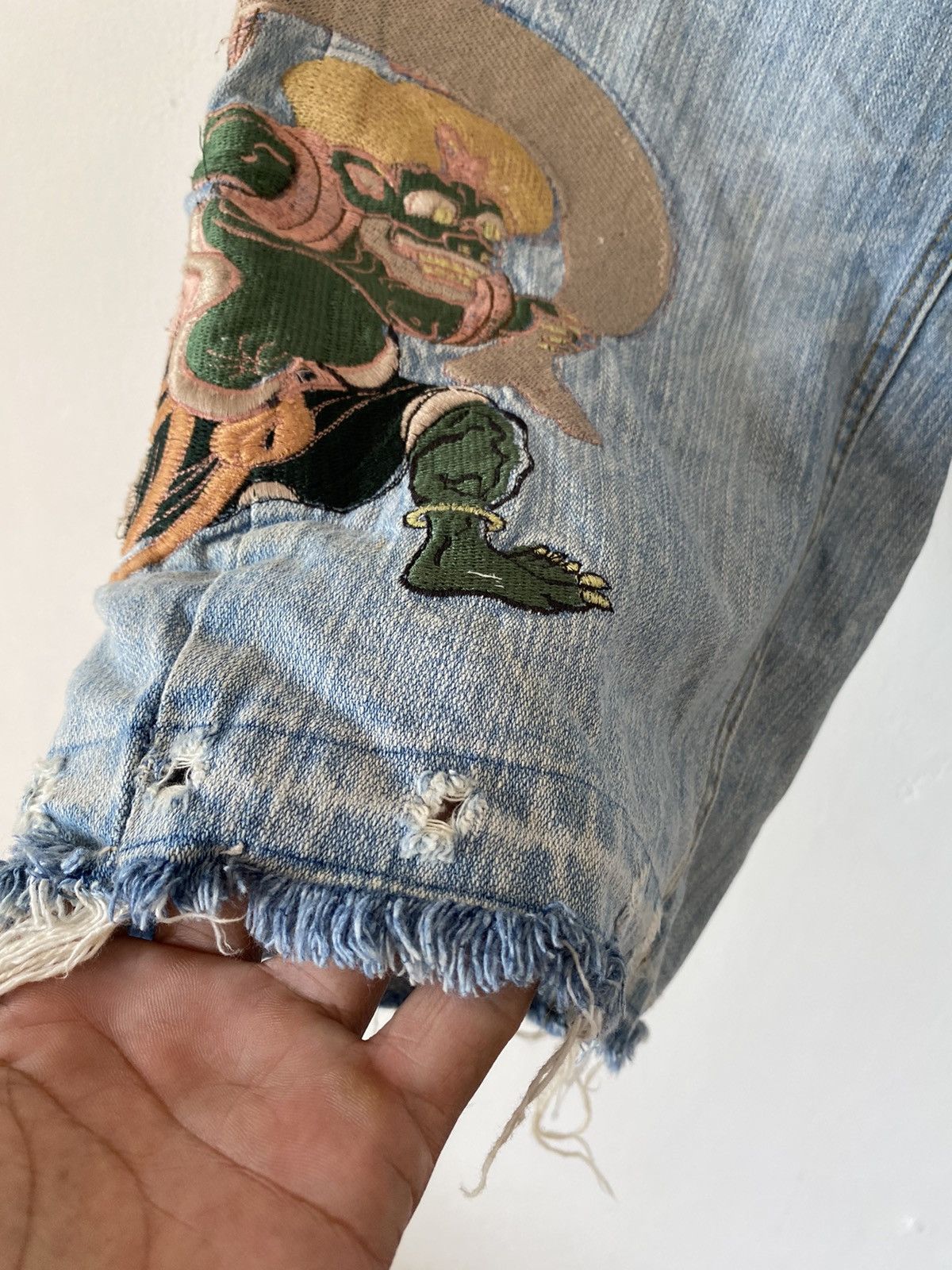 Denim & Co. × Japanese Brand Sukajan embroidery denim shorts pants Size US 36 / EU 52 - 4 Thumbnail