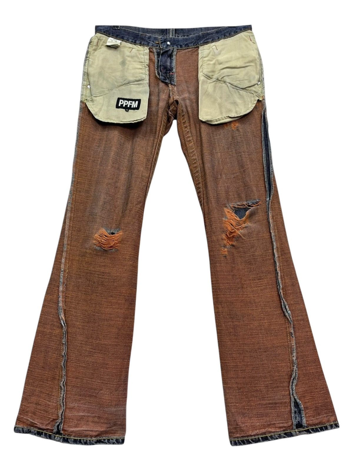 PPFM FYE 🔥Vintage PPFM Punk Ripped Super Low Rise FLARE Denim Size US 29 - 10 Thumbnail